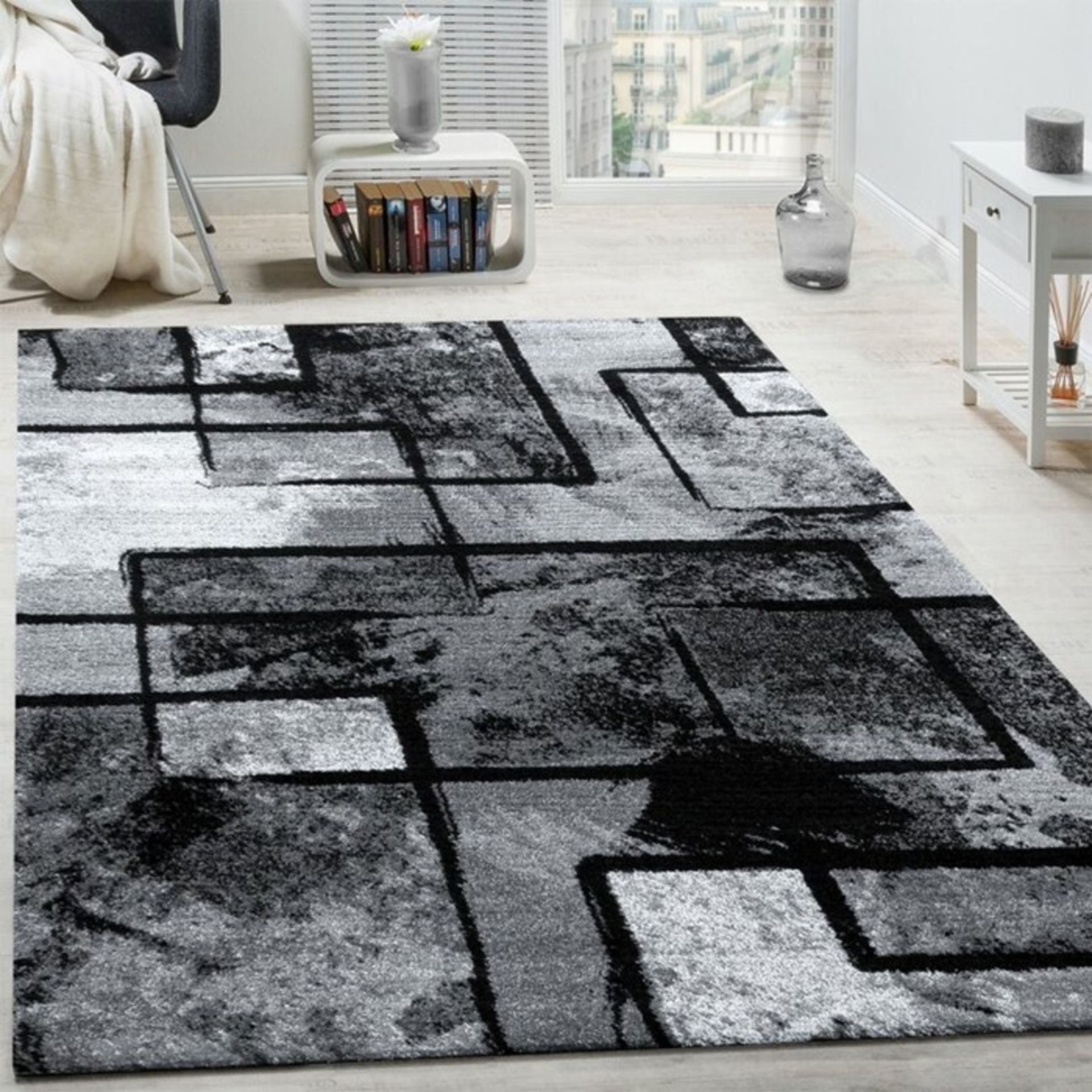 Zipcode Design,Alaya Black/Grey Rug (240X340CM) RRP -£203.99(18321/32 -ALAS6856)