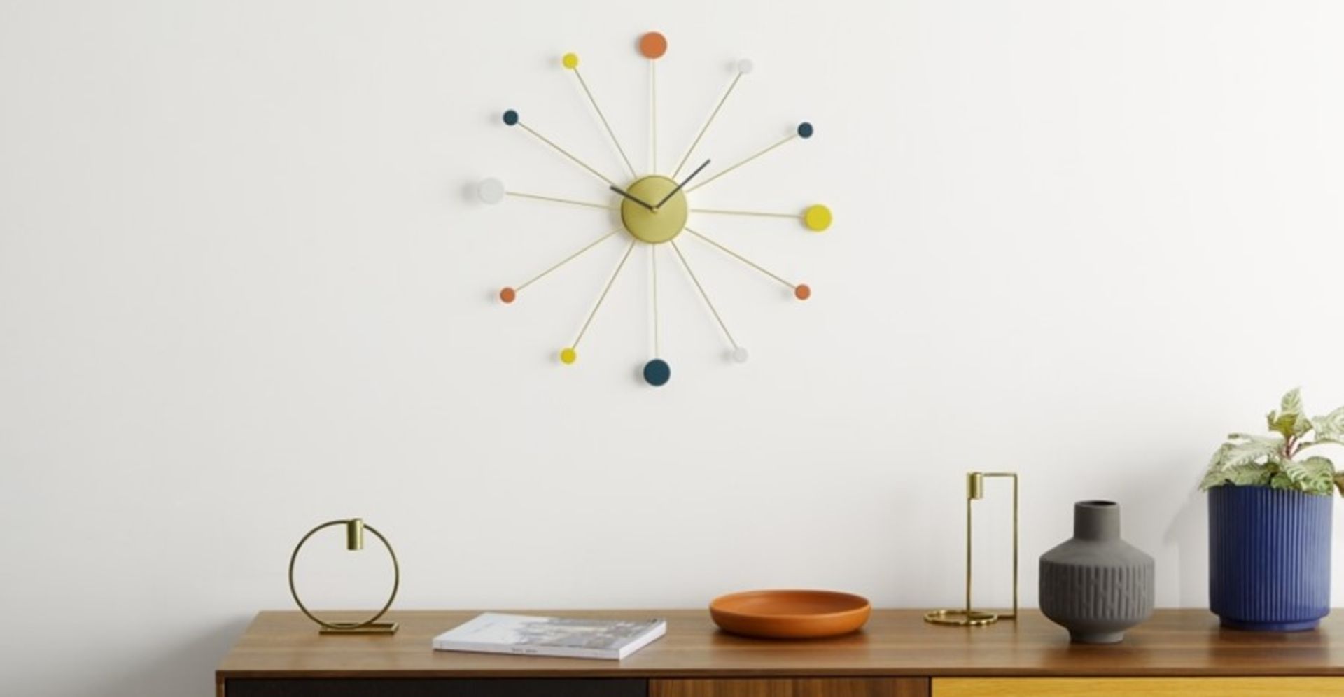 | x1 | Sputnik Large Wall Clock 50cm, Multicoloured| RRP £29 | MAD-CLKSPU002MUL-UK | (W40-47-8) 1D