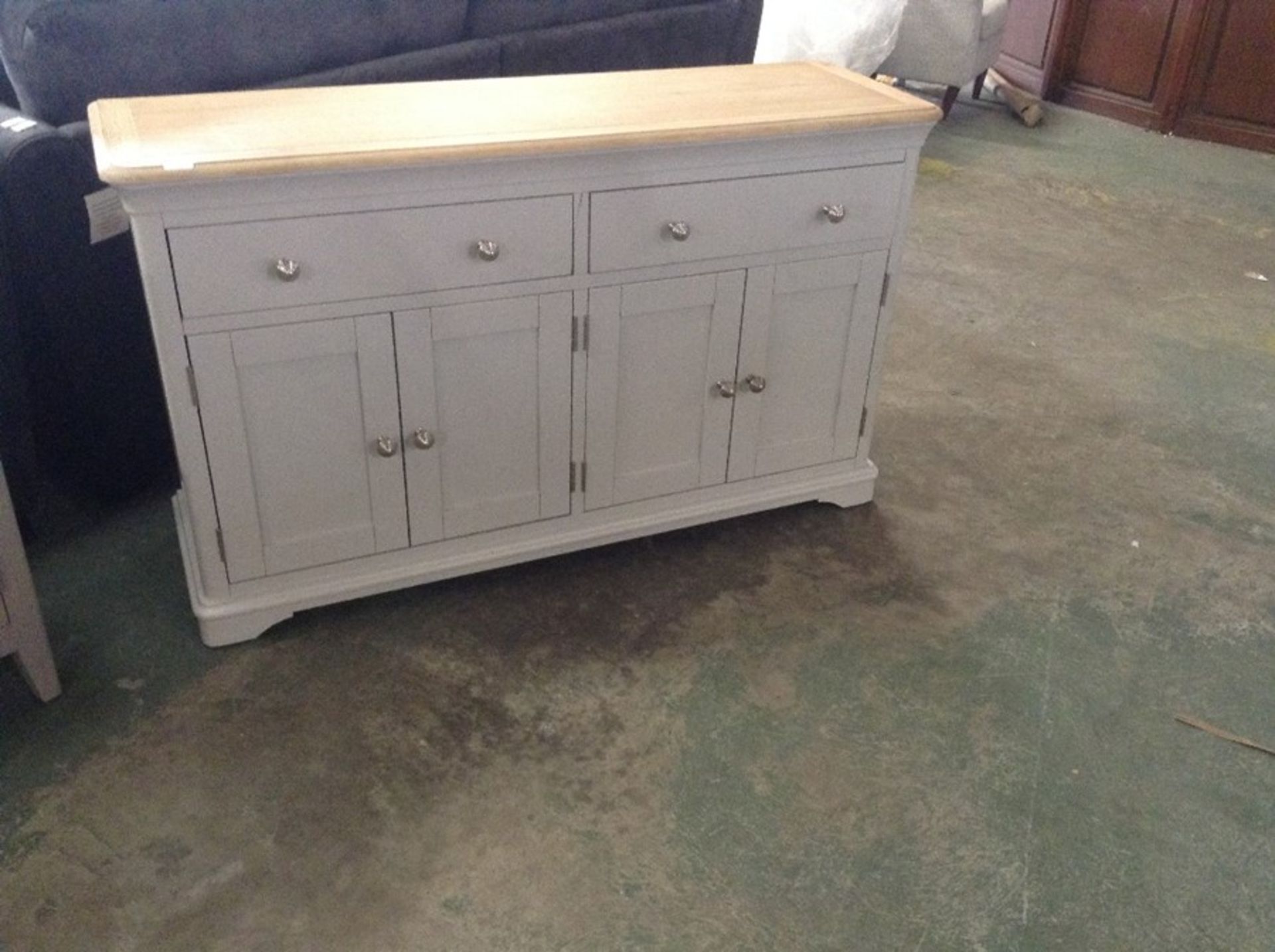 Ashbourne Grey Painted 4 Door Extra Large Sideboard (DAMAGED (BRI-BF04-E37)