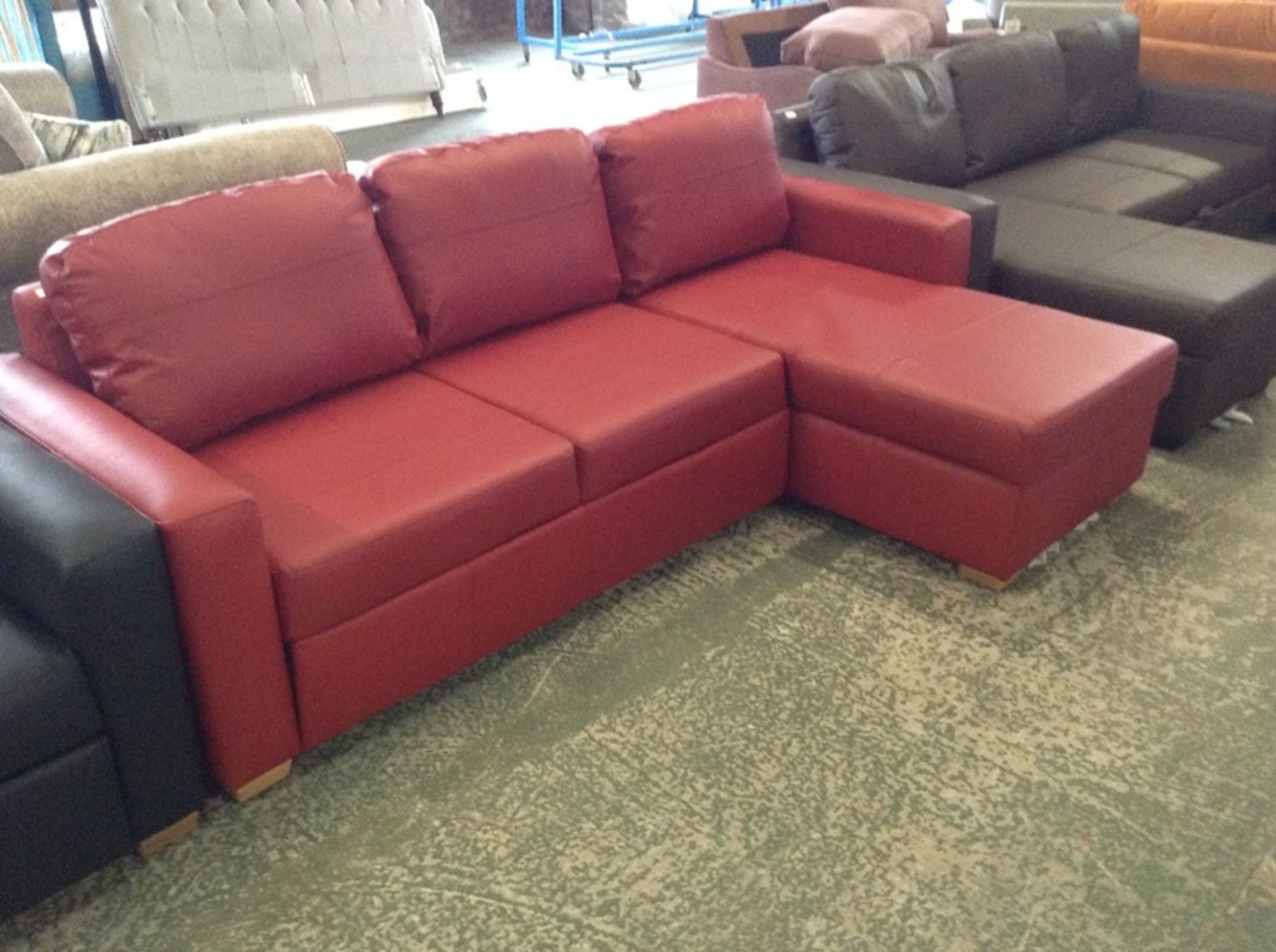 SASHA MADRAS RED LEATHER SOFABED (SFL024-s712746 -