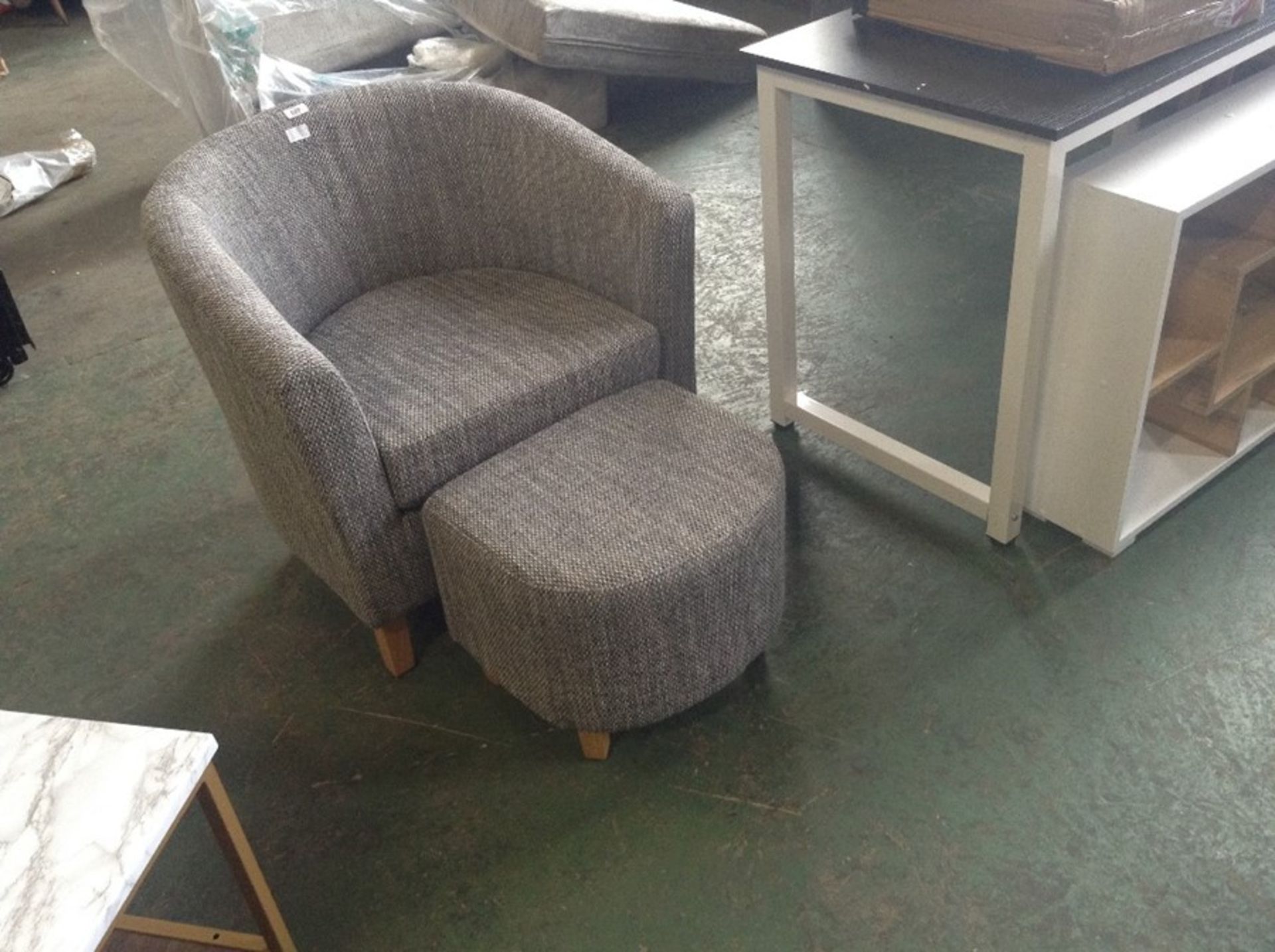 17 Stories,Rodan Tub Chair and Footstool Upholstery Colour: Grey Tweed RRP£164.99(H17228 - 8/30