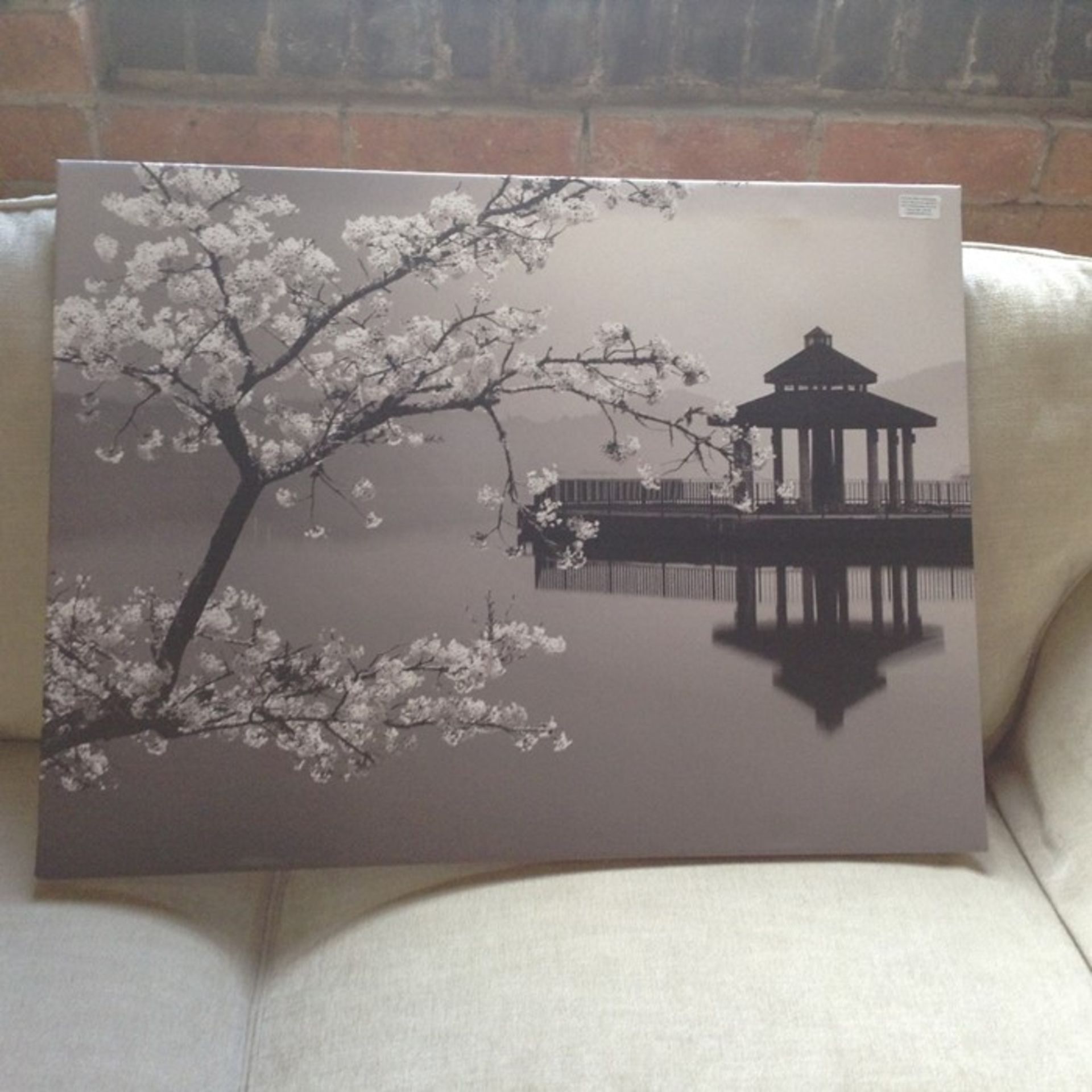 East Urban Home,Lovely Cherry Blossom by Japanese Lake A Photographic Print on Canvas RRP -£94.99(