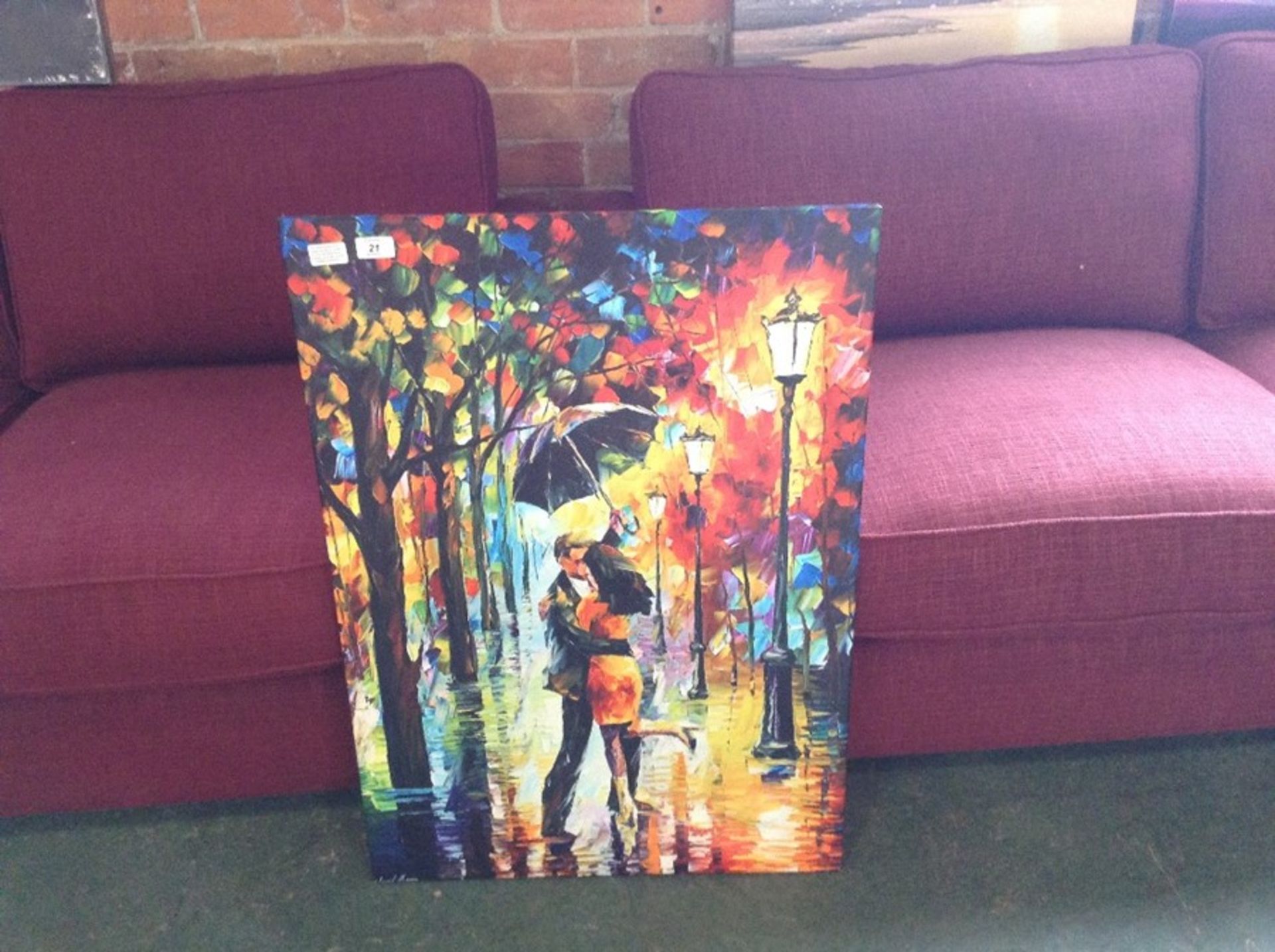 Hokku Designs,Dance Under the Rain by Leonid Afremov Painting Print on Wrapped Canvas RRP -£34.99(