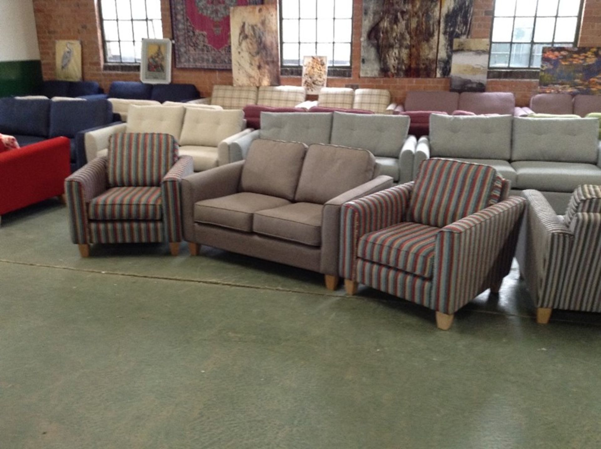 PORTO BEVAN BROWN 2 SEATER SOFA AND 2 X COMO STRIP