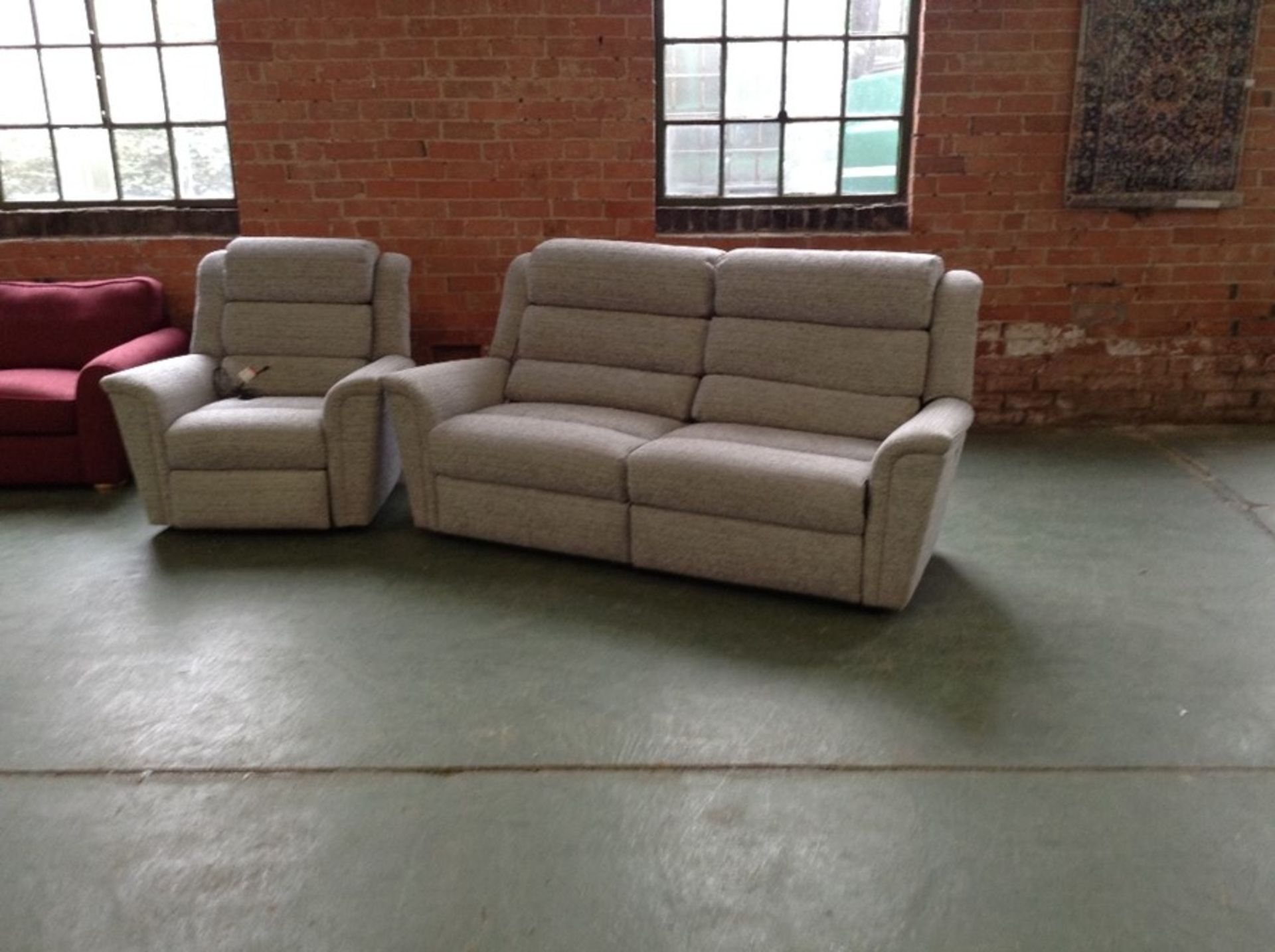 GREY HIGH BACK ELECTRIC RECLINING 3 SEATER SOFA &