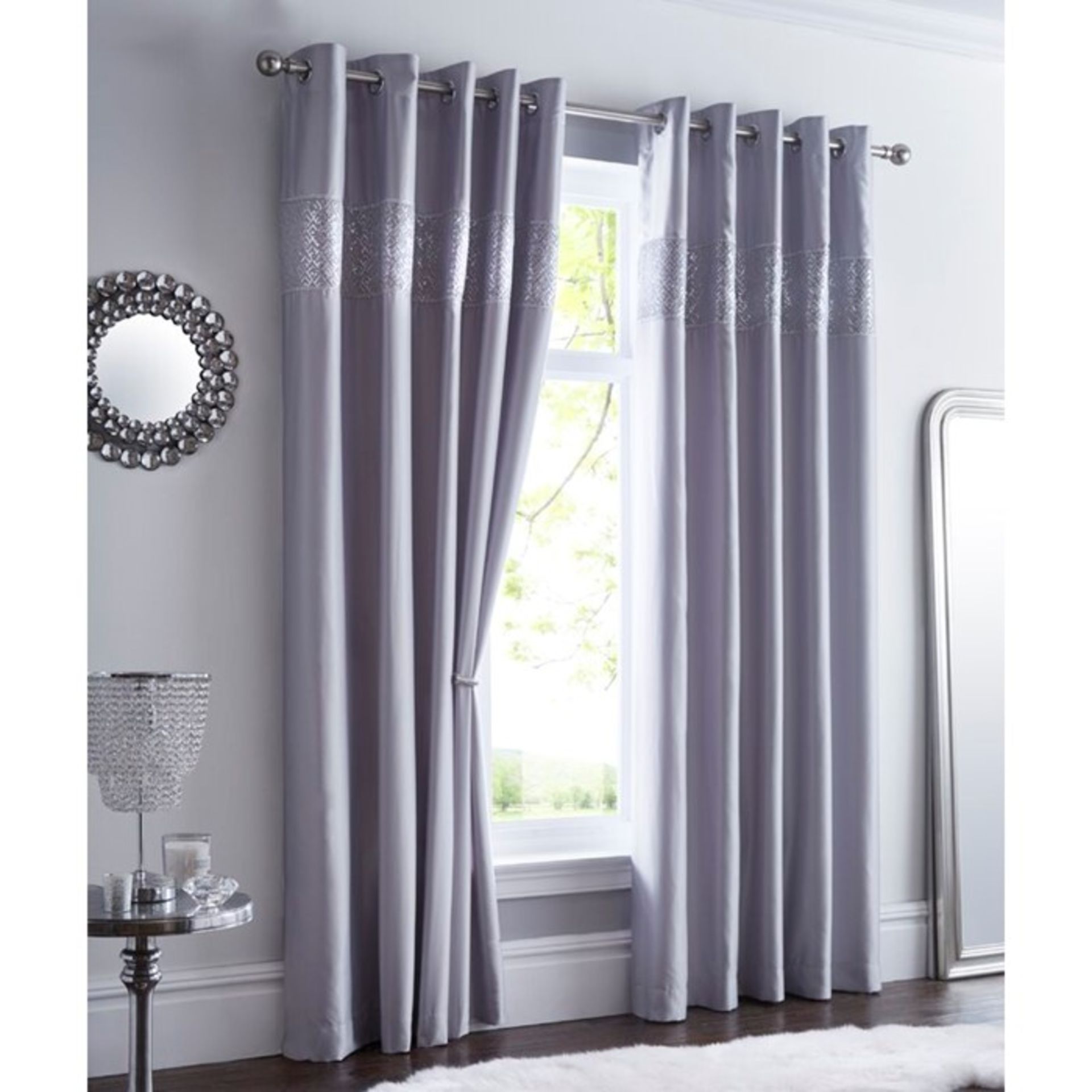 Willa Arlo Interiors, Shimmer Eyelet Room Darkening Curtains (117X137CM)(WHITE) - RRP £31.99 (