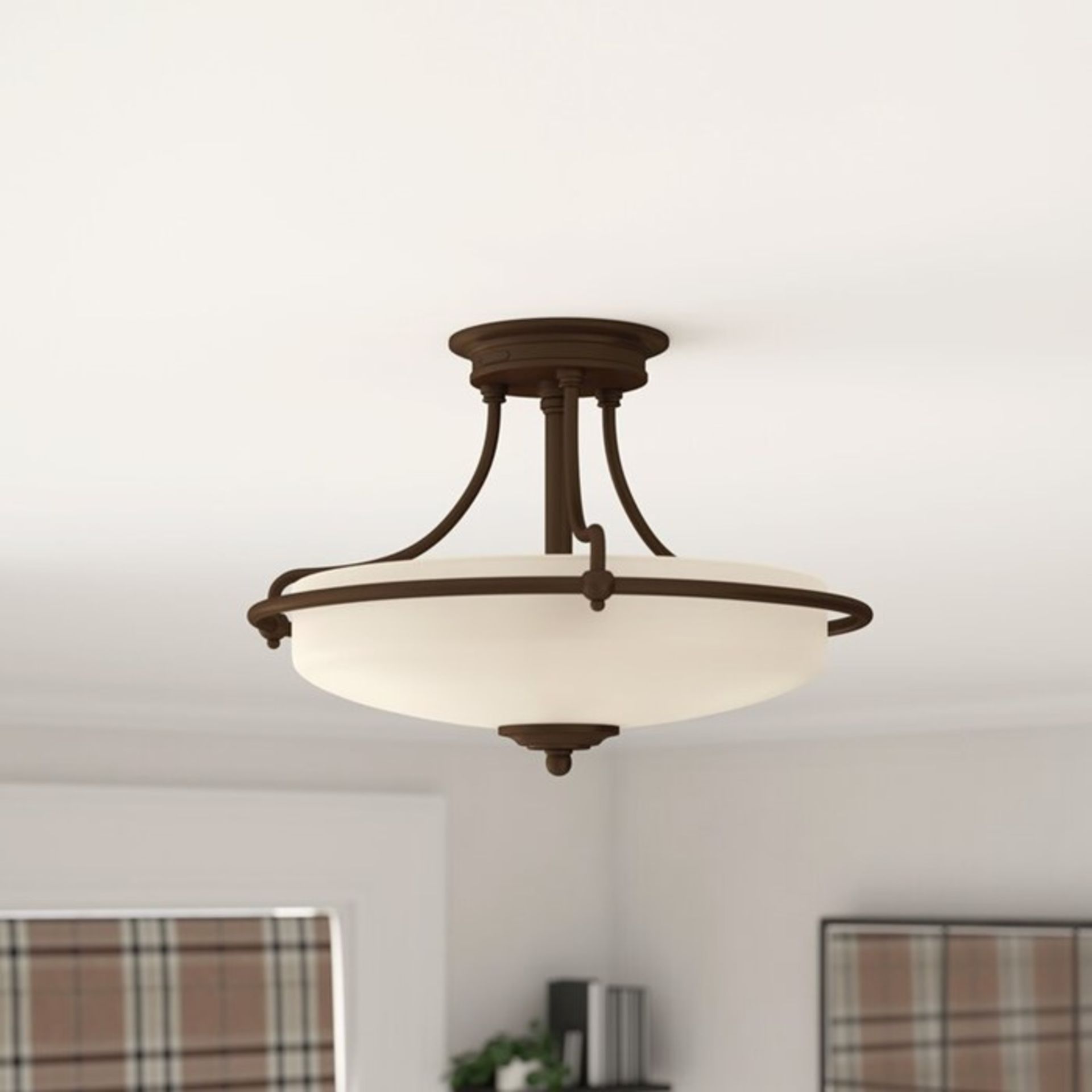 Marlow Home Co., Rockwood 3 Light Semi-Flush Ceiling Light (ANTIQUE BRASS) - RRP £203.99 (QOZL1059 -
