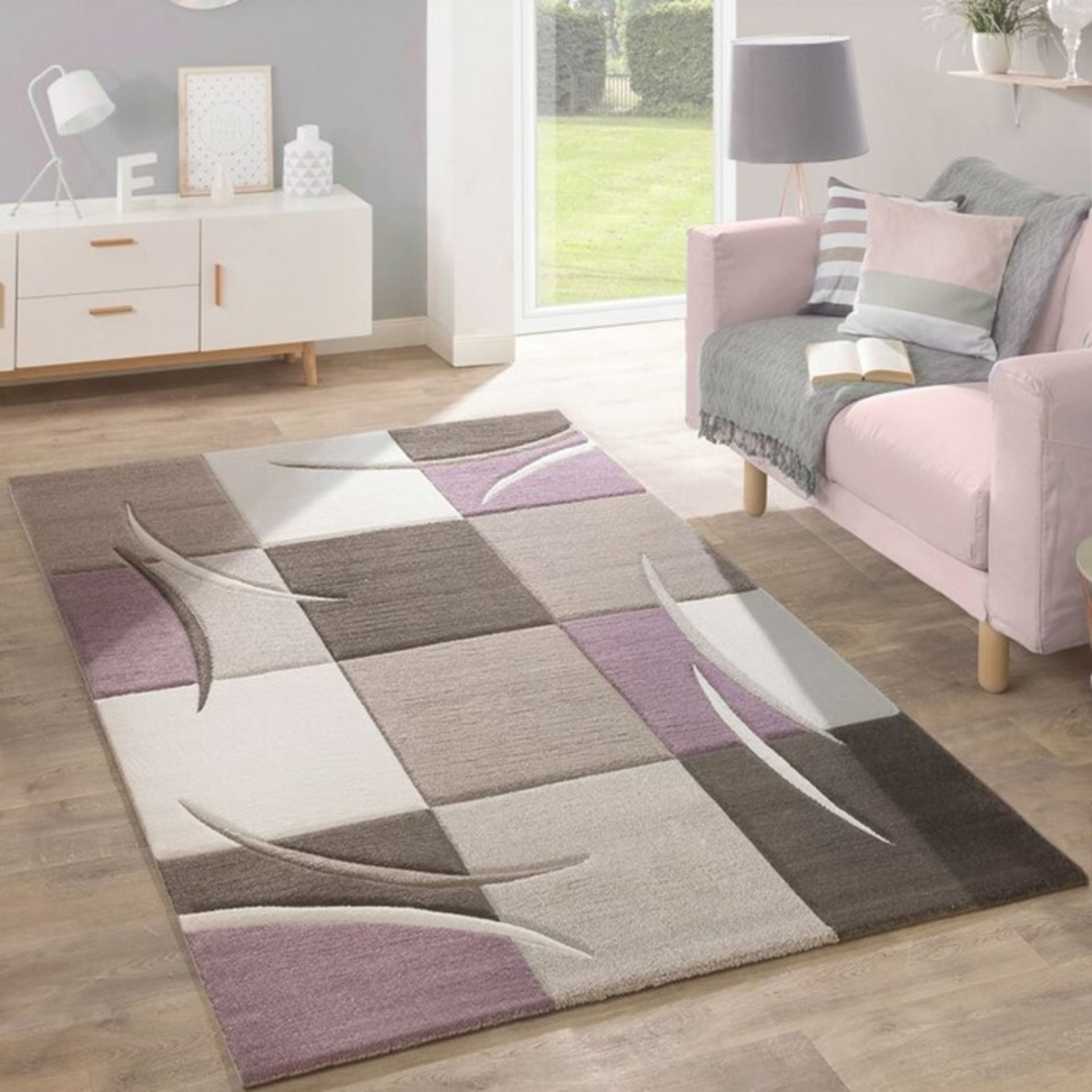 17 Stories,Ansley Purple/Beige Rug - RRP £31.99 (120x170cm) (ALAS6242 -17633/23)