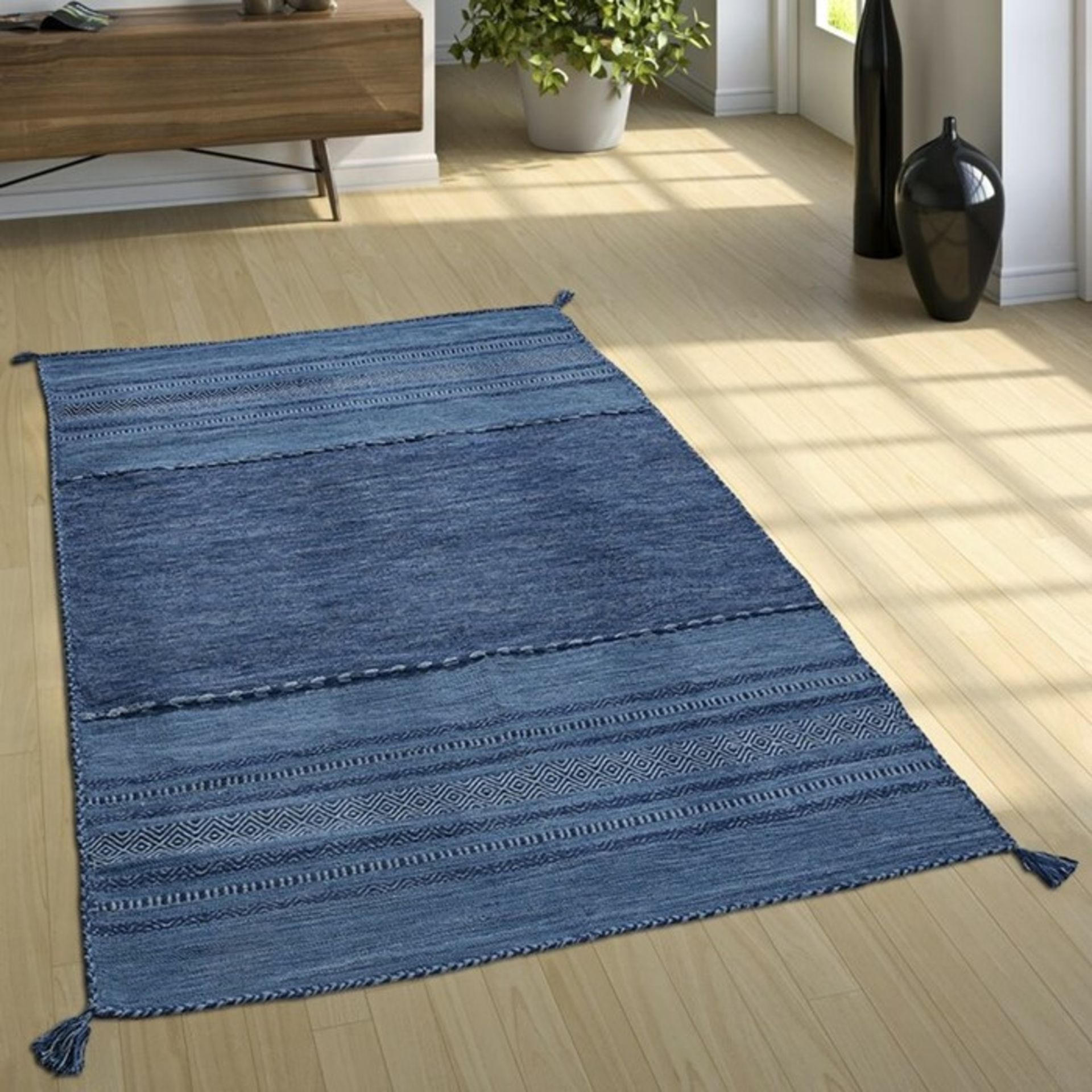 World Menagerie,Eastleigh Handmade Kilim Cotton Blue Rug - RRP £48.99 (70x140cm) (ALAS6664 -16899/