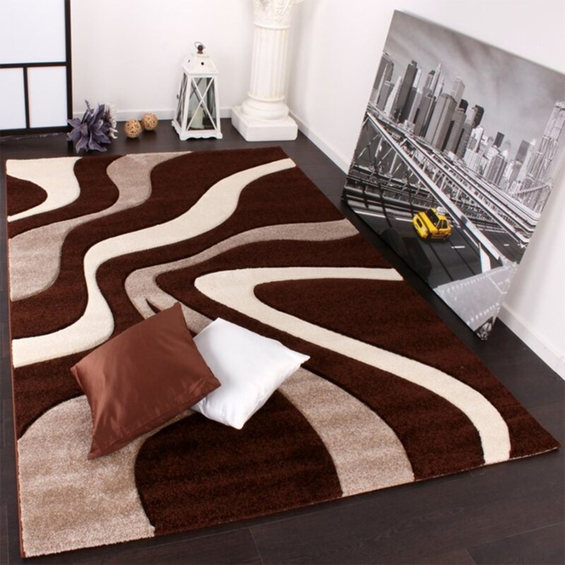 Metro Lane,Janessa Brown/Beige/Cream Rug - RRP £106.99 (160x230cm) (ALAS6331 -17633/4)