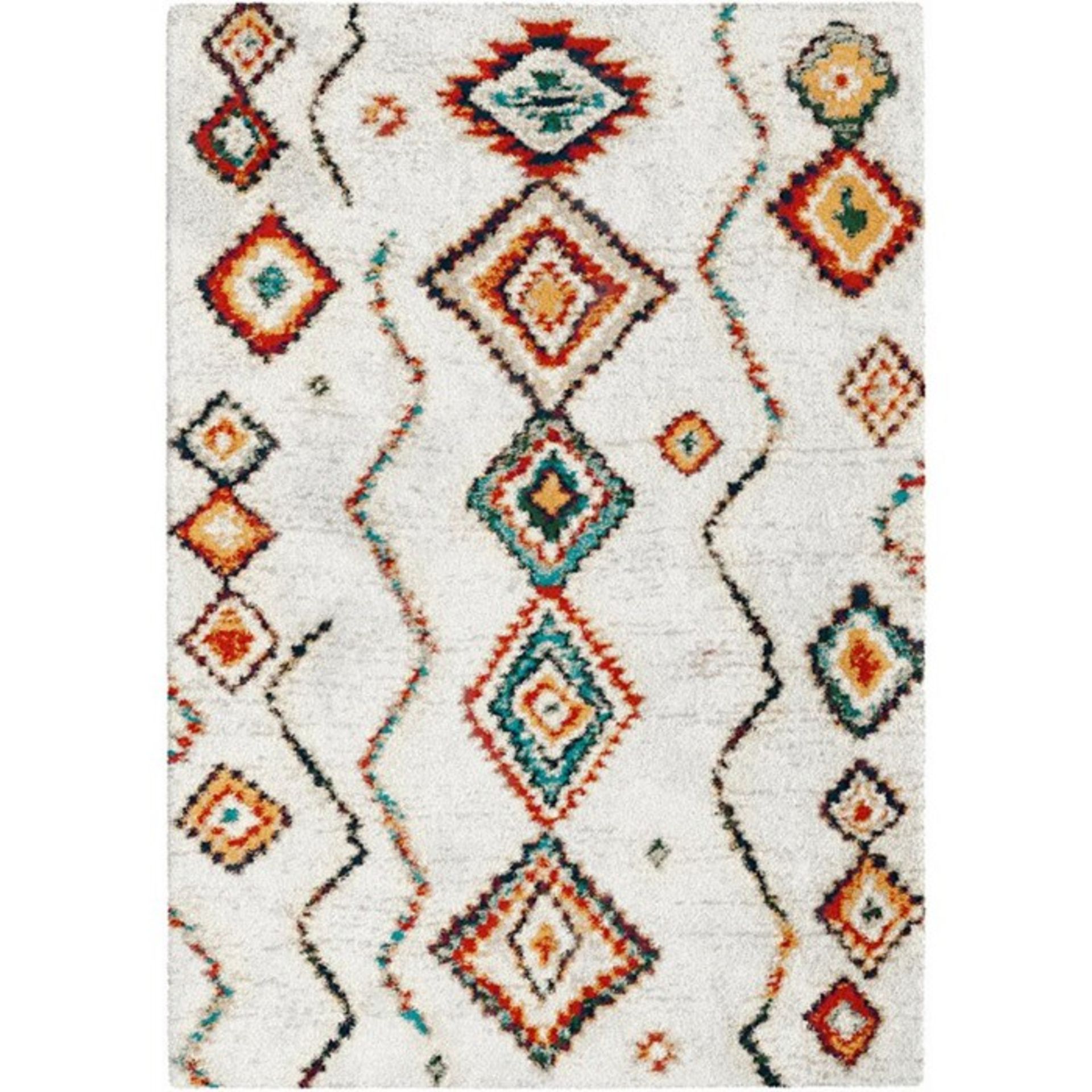 Latitude Vive,Beausejour High Pile Moroccan Diamond Cream Rug - RRP £58.99 (BUNR1386 -17633/10)