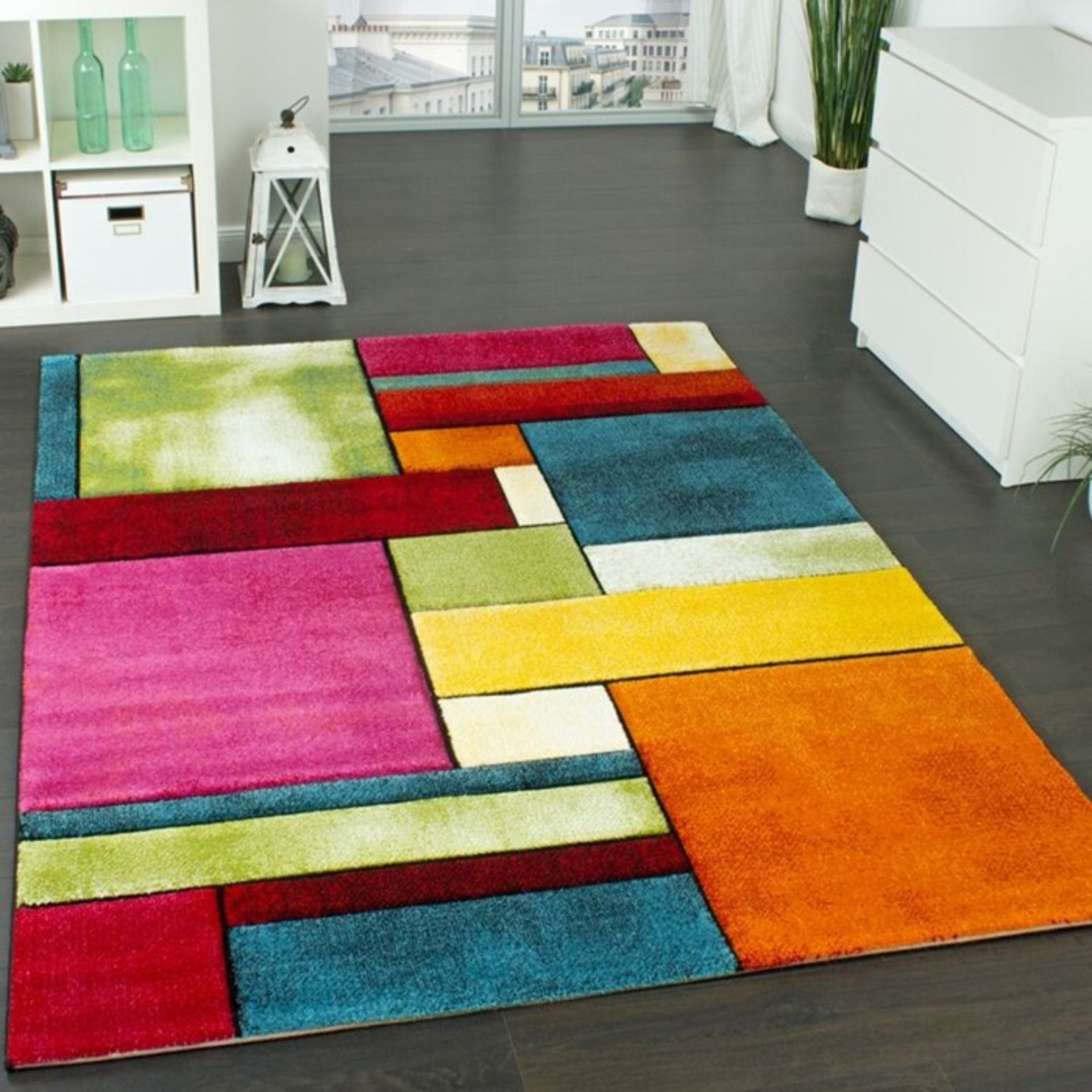 17 Stories,Edith Green/Blue/Orange Rug - RRP £101.99 (ALAS6468 -17633/3)