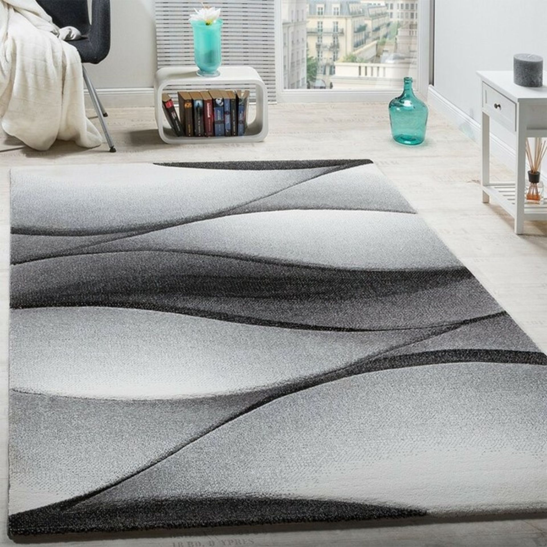 Metro Lane,Adamo Grey-Anthracite Rug - RRP £15.99 (80x150cm) (ALAS6886 -16899/19)