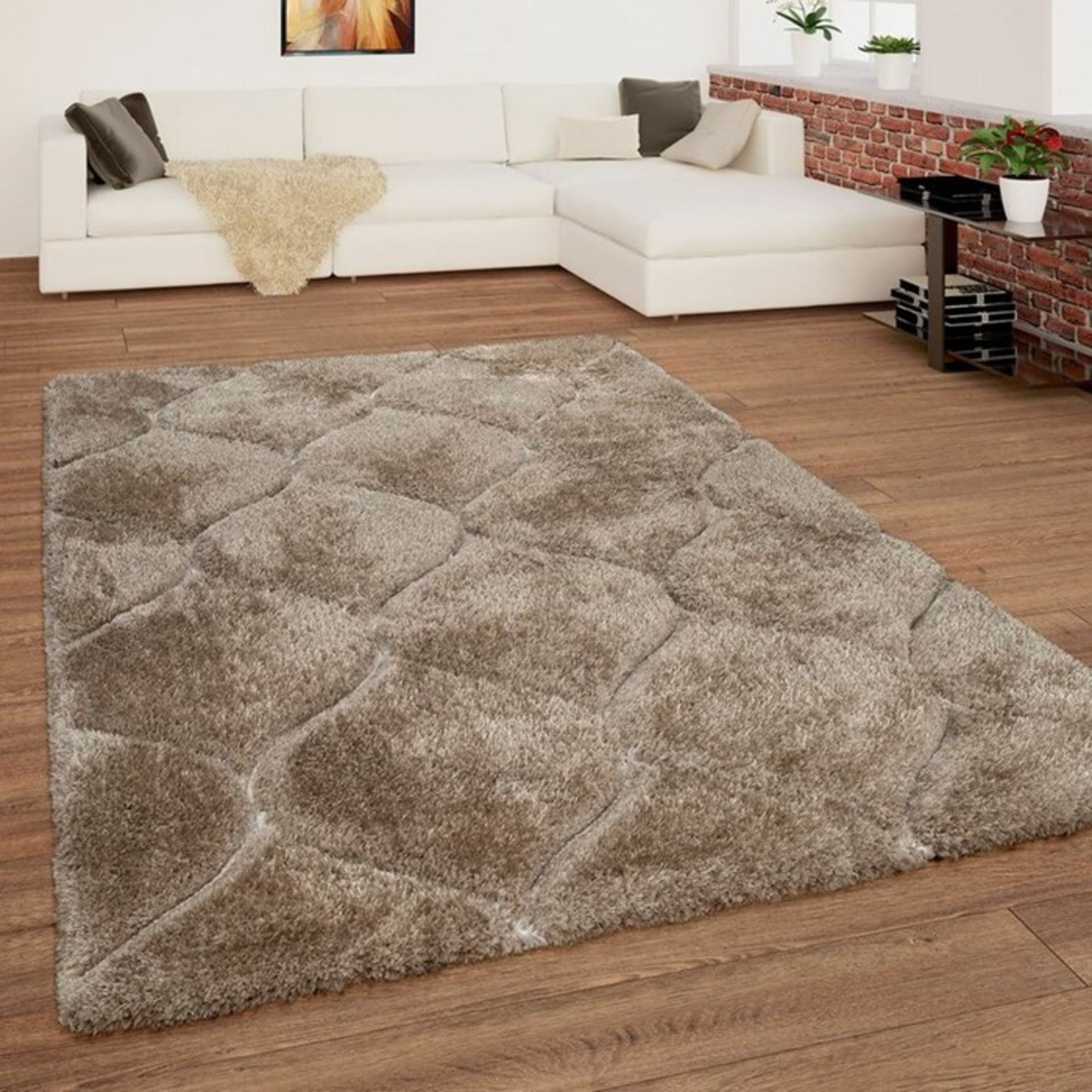 Fairmont Park,Sudbury Shag Beige Rug - RRP £56.99 (PSCH1296 -17633/8)