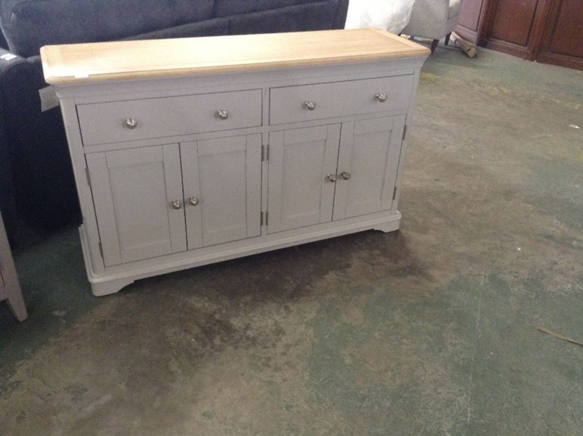 Ashbourne Grey Painted 4 Door Extra Large Sideboard (DAMAGE-front joints) (BRI-BF04-E37)