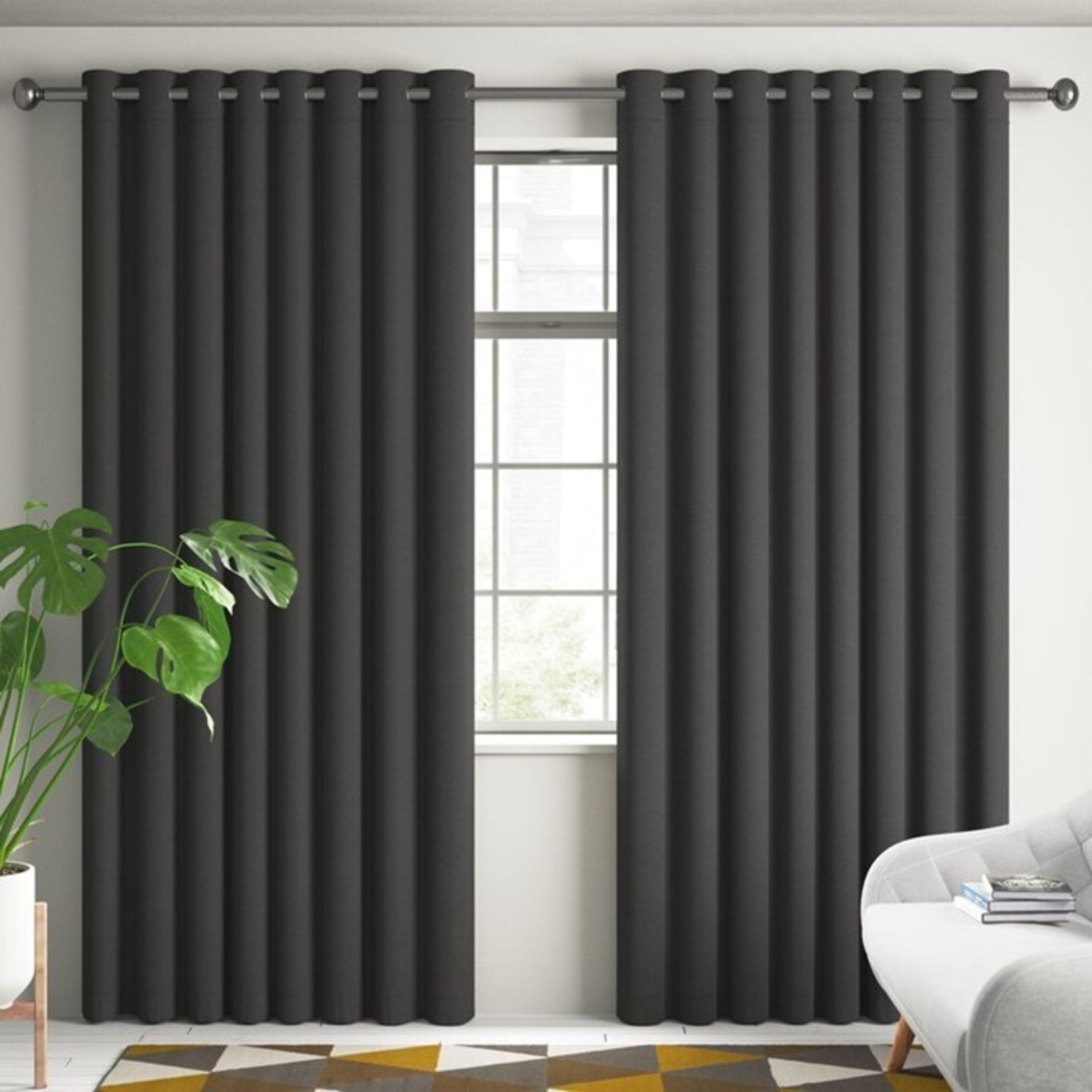 Symple Stuff, Eyelet Blackout Thermal Panel Curtains (BLACK)(229X229CM) - RRP £49.99 (JNZM1020 -