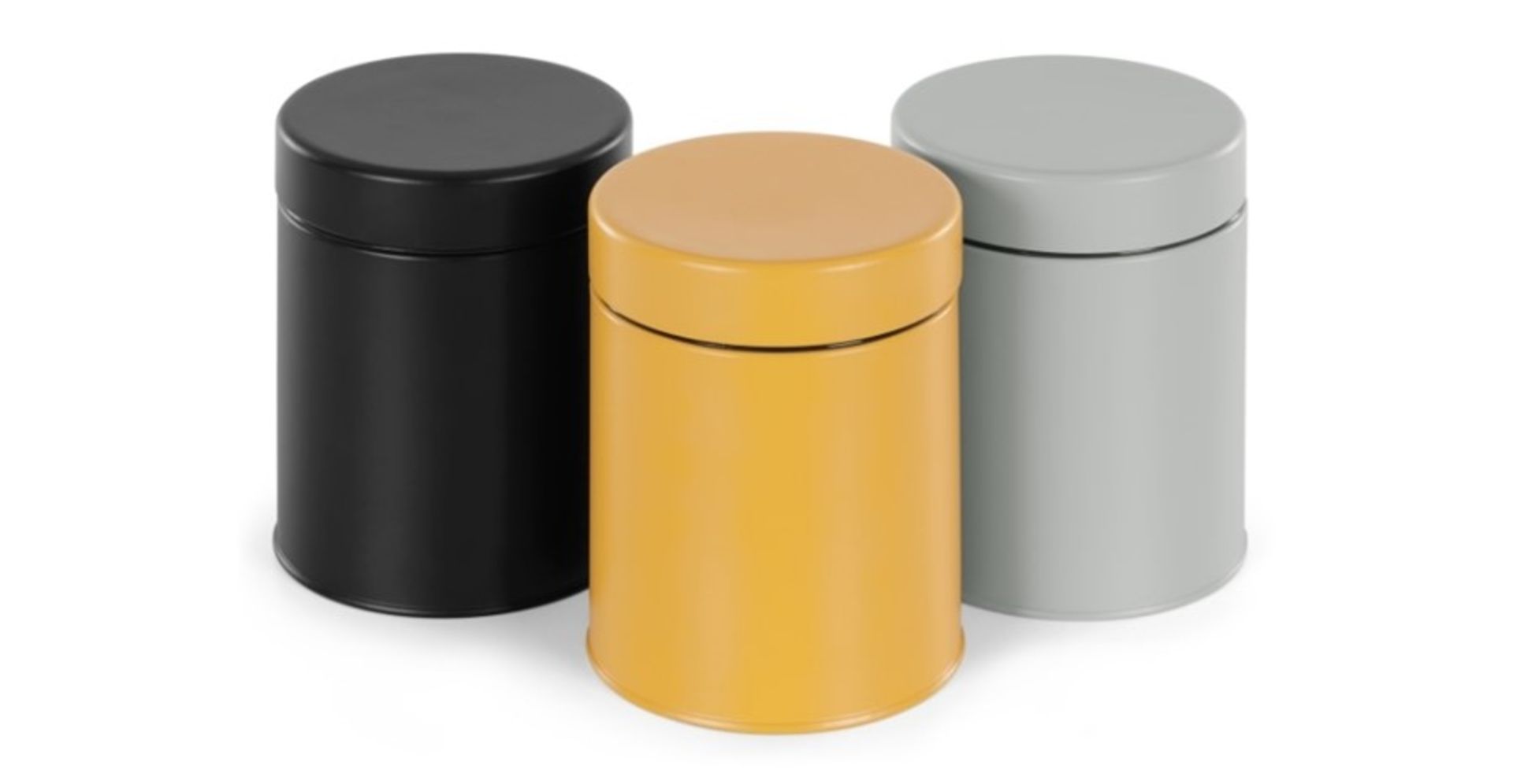 | x1 | Benita Set of 3 Storage Jars, Mustard & Cool Grey| RRP £14 | MAD-STOBEN001GRY-UK | (W40-41-