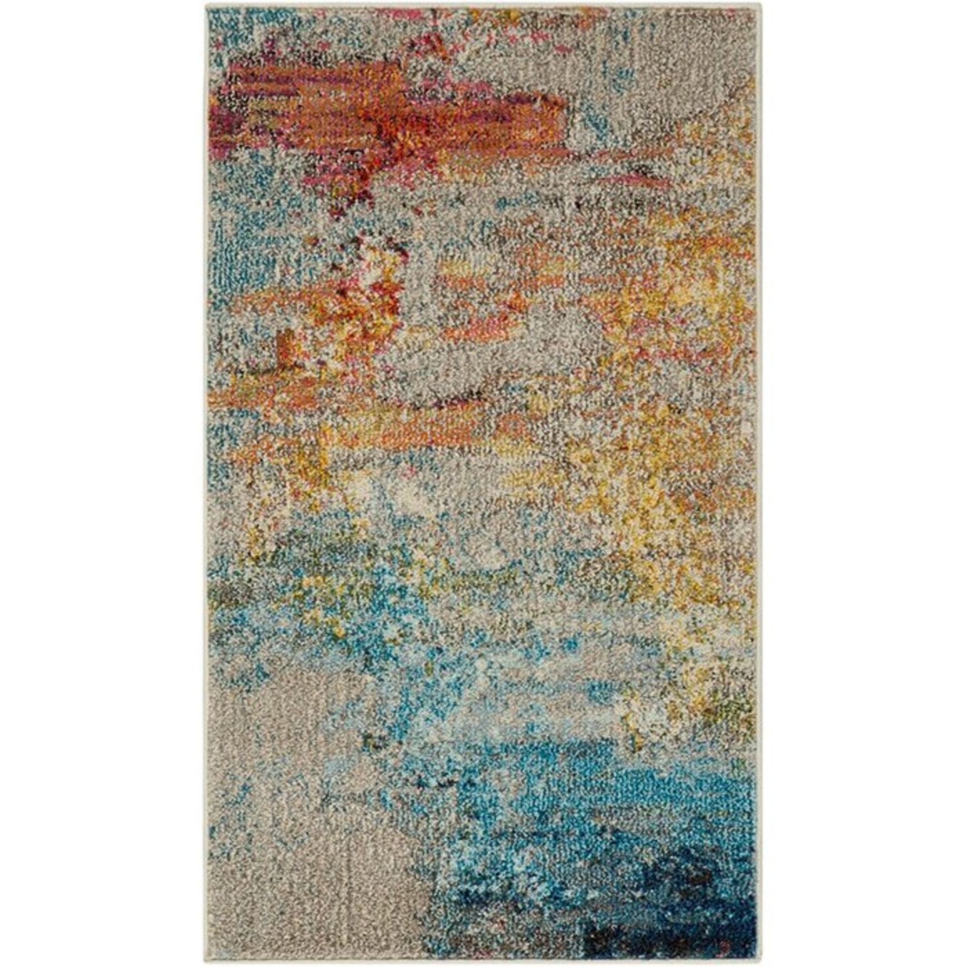 17 Stories,Adonis Blue/Yellow Area Rug RRP -£89.99 (160x221) (12294/17 -PKQ2910)