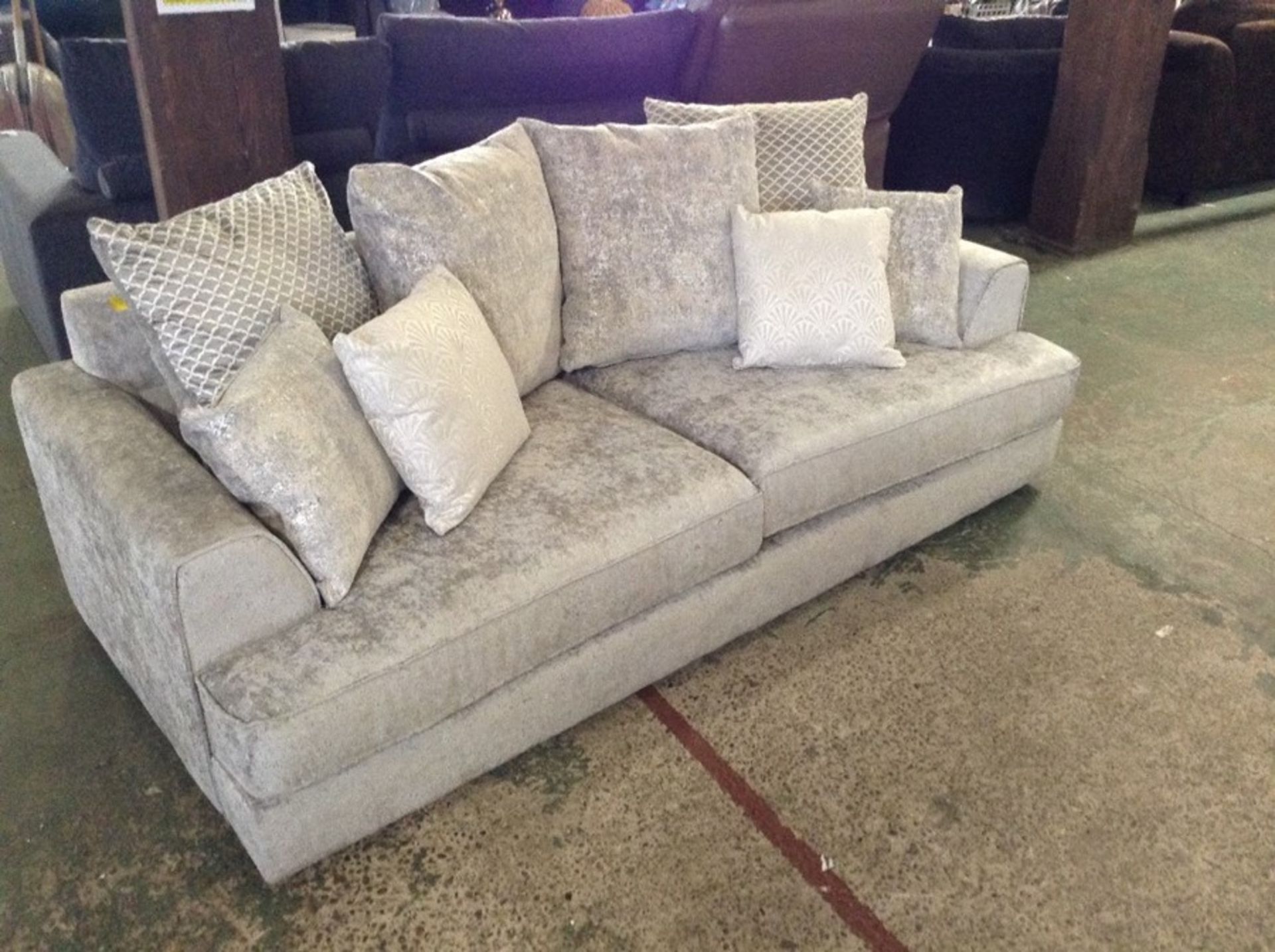 DARLINGTON SILVER 3 SEATER SOFA - Image 2 of 2