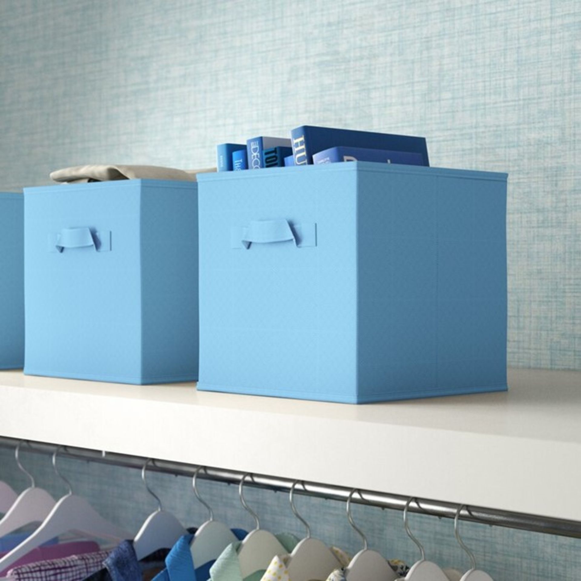 Wayfair Basicsâ„¢ ,Fabric Cube Colour: Sky Blue, Size: 27cm H x 21.5cm W x 24.5cm D X4 -15.99 (