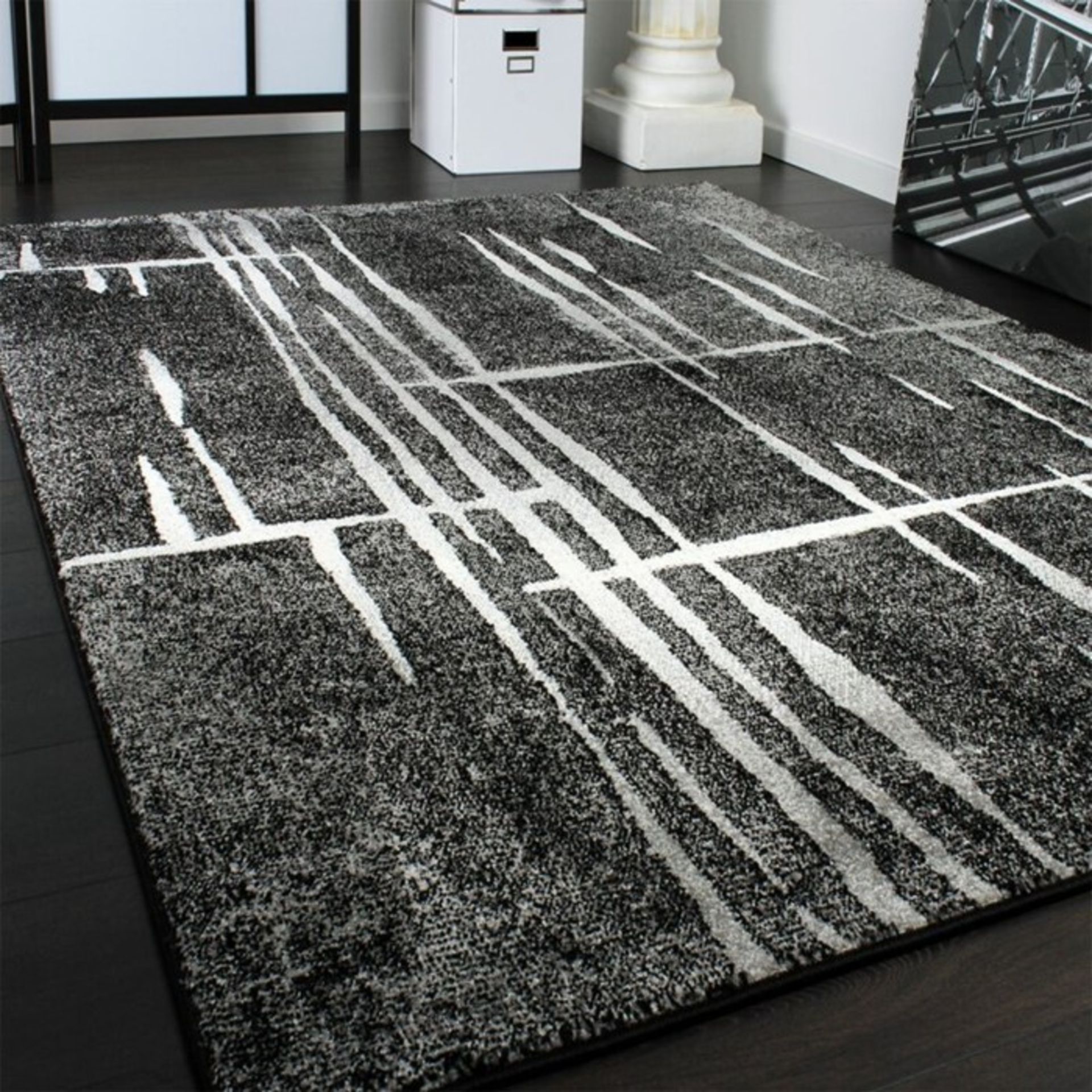 Longweave,Blanca Grey/Black Rug RRP -£59.99 (14006/5 -ALAS6696)