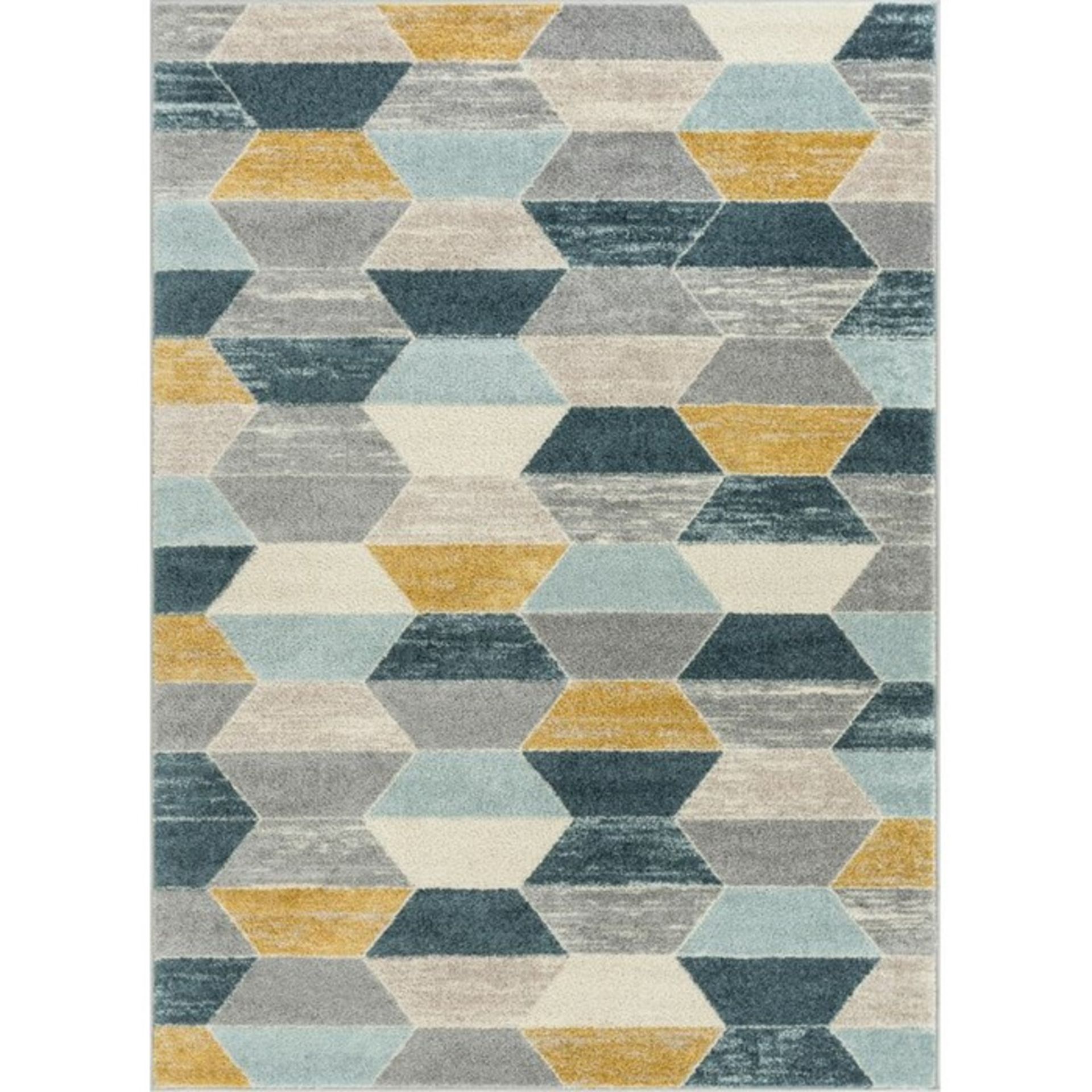 Well Woven,Mystic Blue/Grey/Yellow Rug RRP -£33.99 (120x160cm)(14006/44 -XBRB1005)
