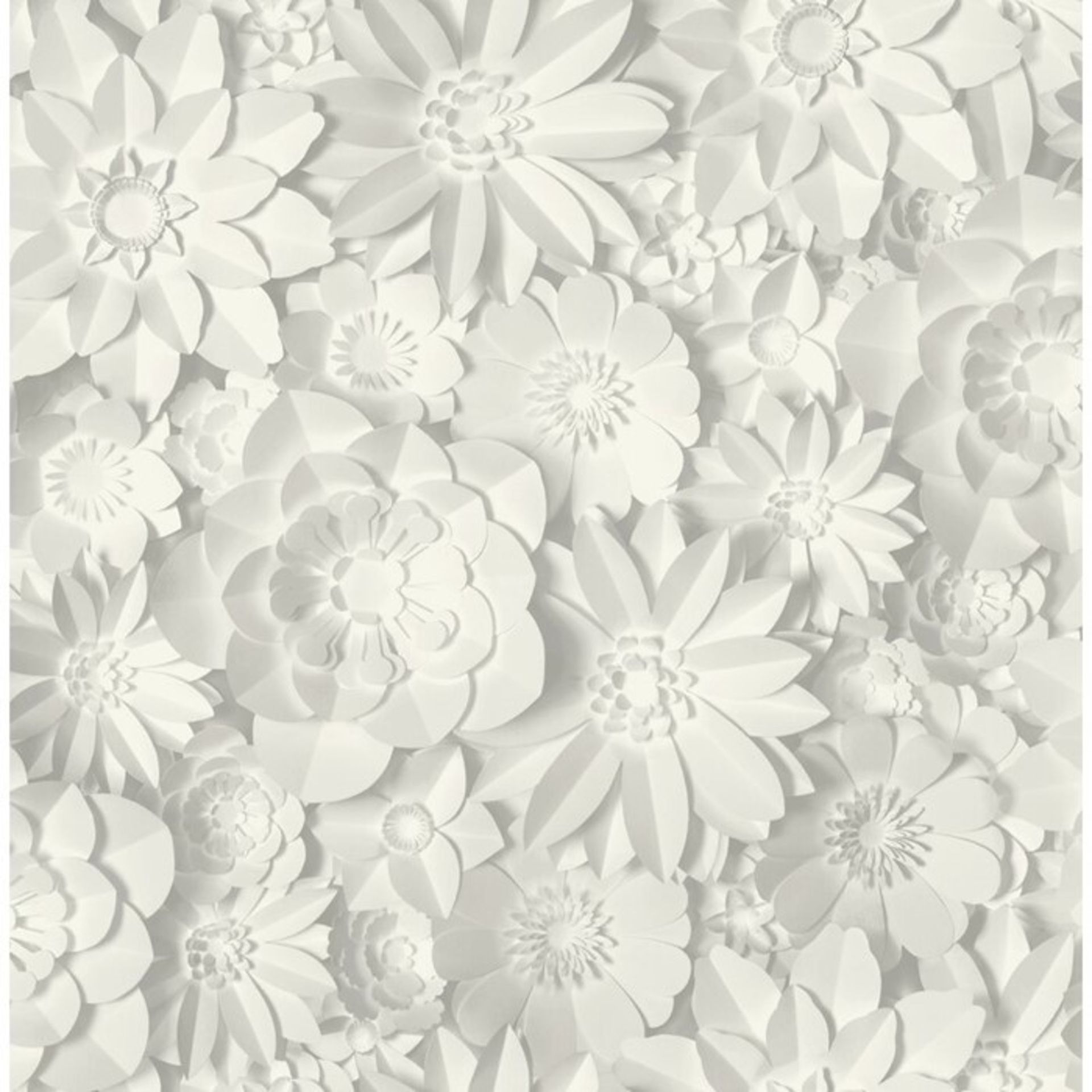 East Urban Home, Dimensions Floral 10.05m x 53cm Wallpaper Roll (X2 ROLLS)(FLORAL WHITE) - RRP £11.