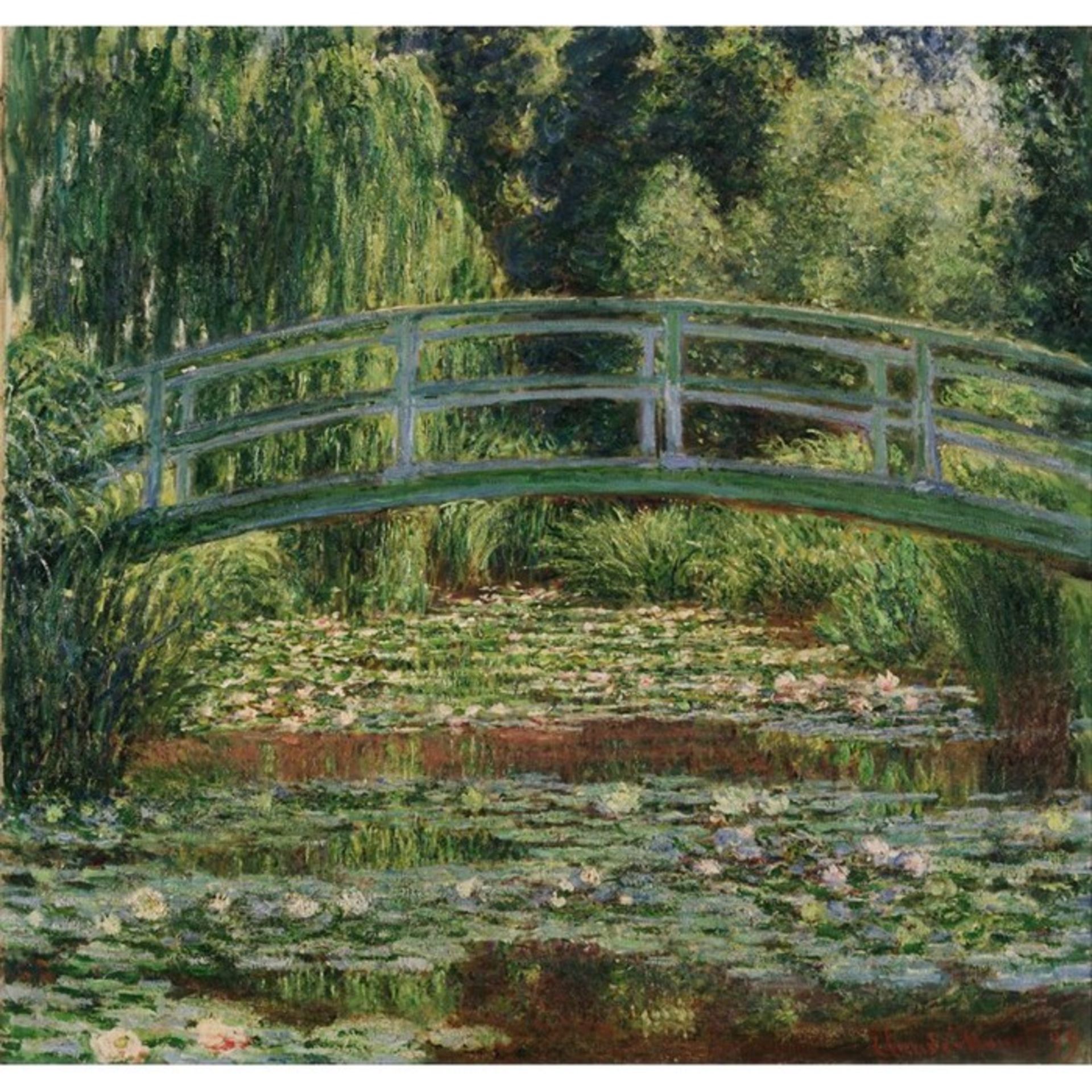 ClassicLivingThe Japanese Footbridge' by Claude Monet Print on Wrapped Canvas in Green (62X62CM)