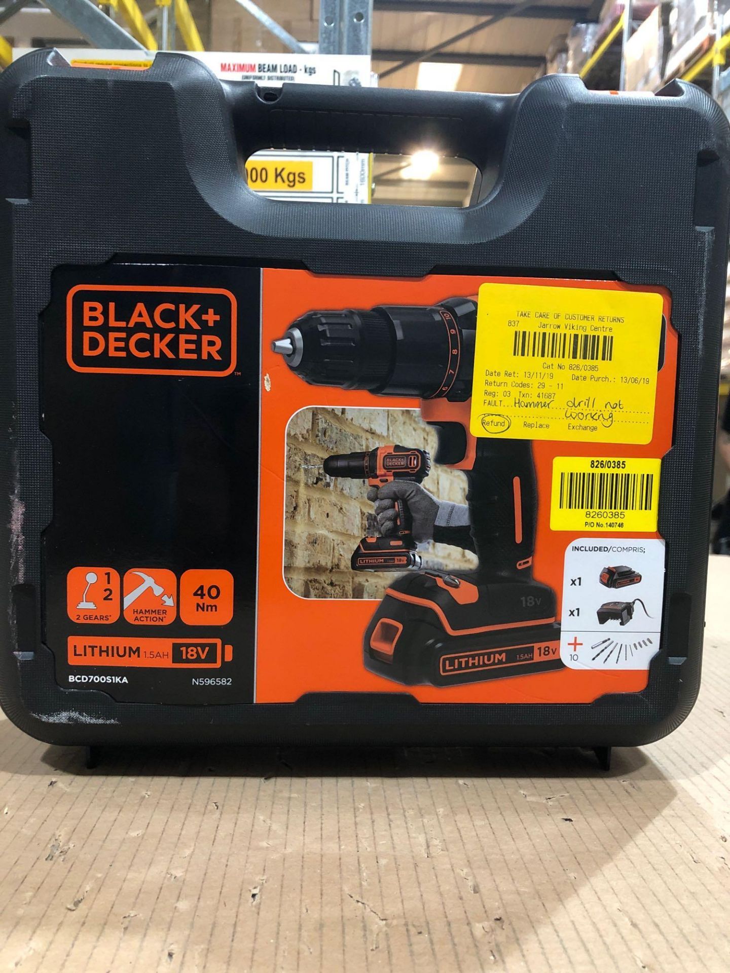 Black + Decker BCD700S1KA Hammer Drill with Battery - 18V £50.00 RRP - Image 2 of 6
