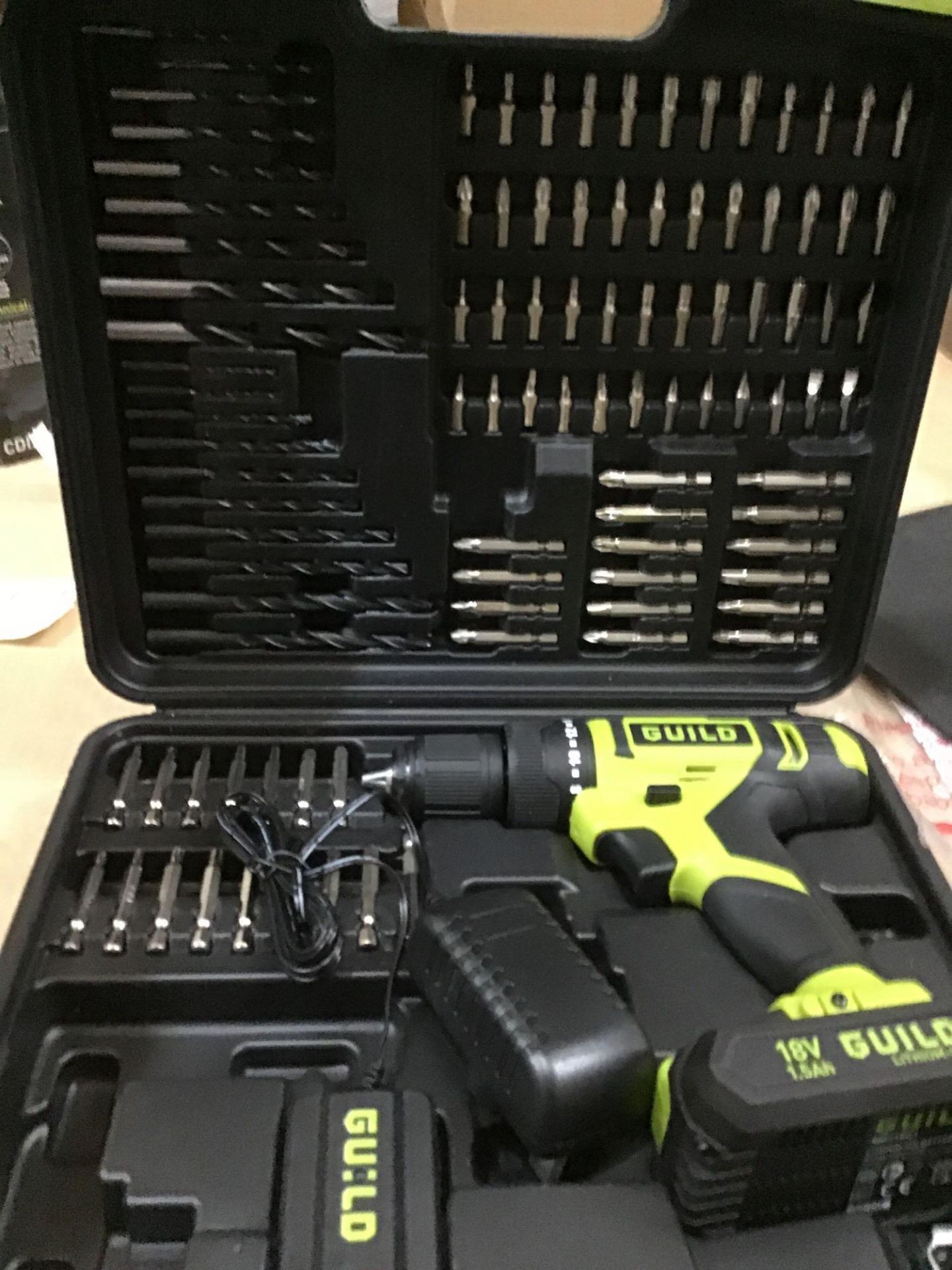 Guild 1.5Ah Cordless Combi Drill with 100 Accessories - 18V, £50.00 RRP - Image 2 of 5