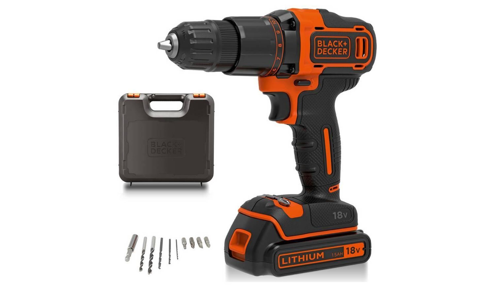 Black + Decker Cordless Hammer Drill with Battery - 18V, £50.00 RRP