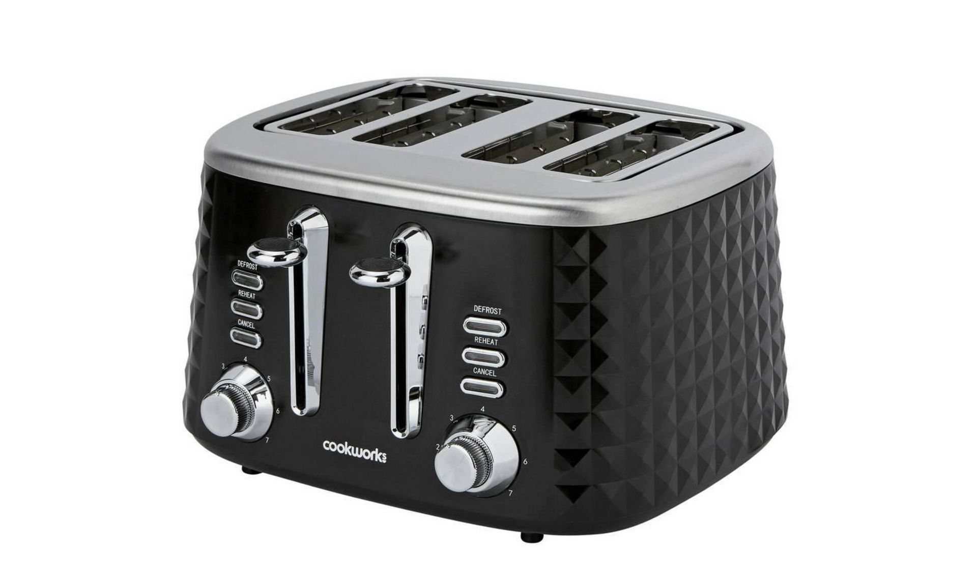 Cookworks Textured 4 Slice Toaster - Black, £34.99 RRP