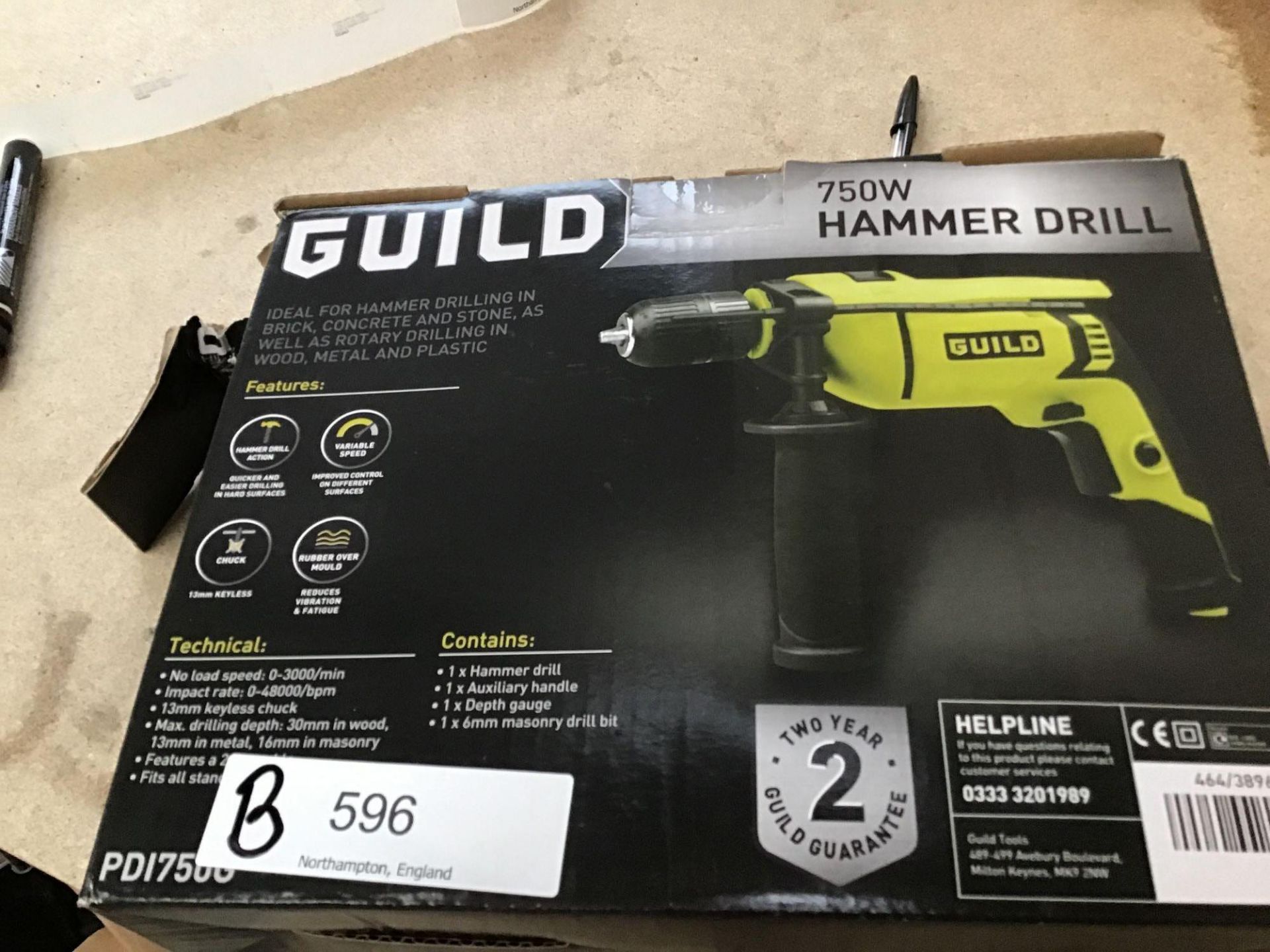 Guild 13mm Keyless High Power Corded Hammer Drill – 750W - £30.00 RRP - Image 3 of 6