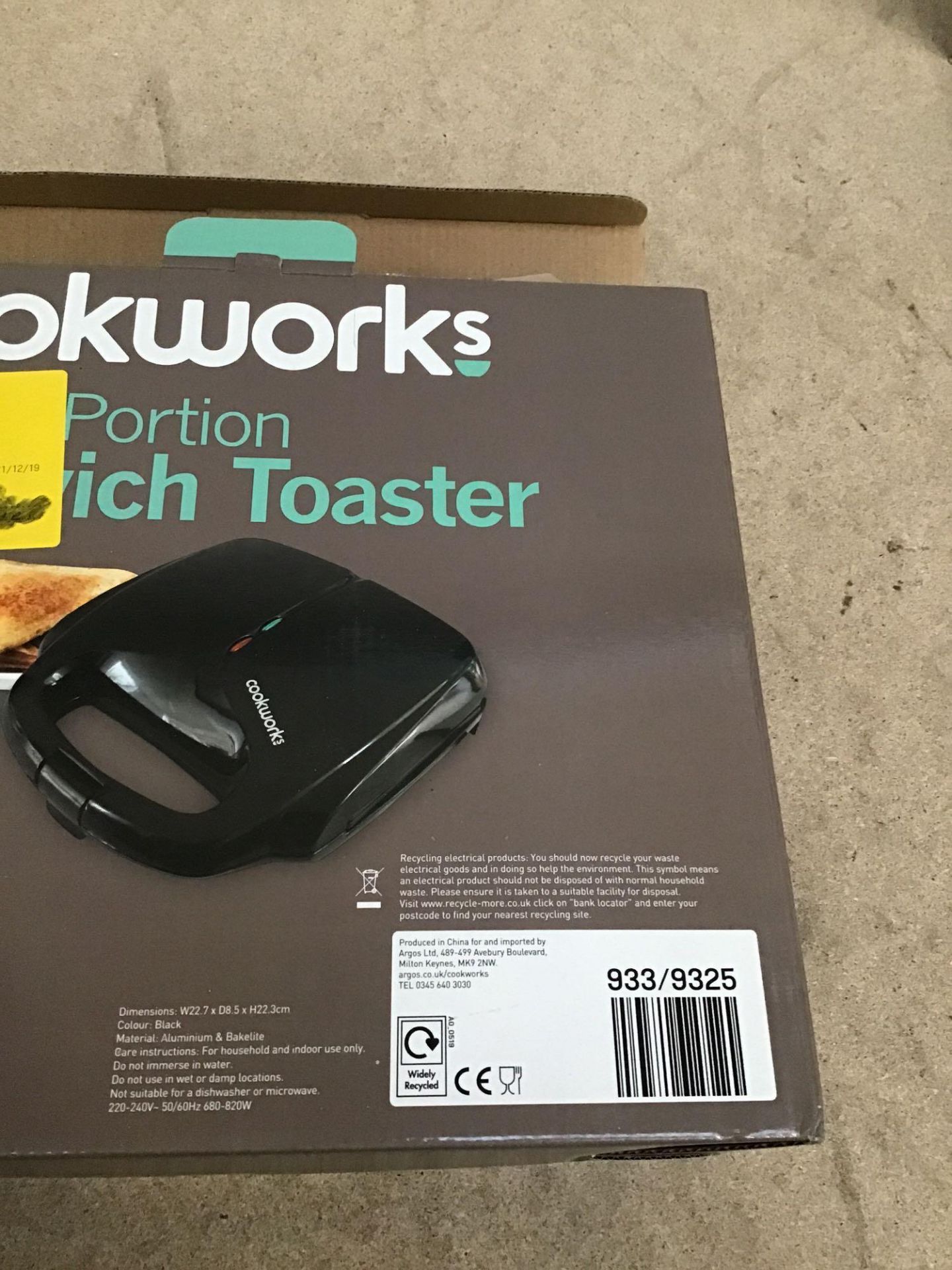 Cookworks 2 Portion Sandwich Toaster - Black - £11.99 RRP - Image 2 of 5