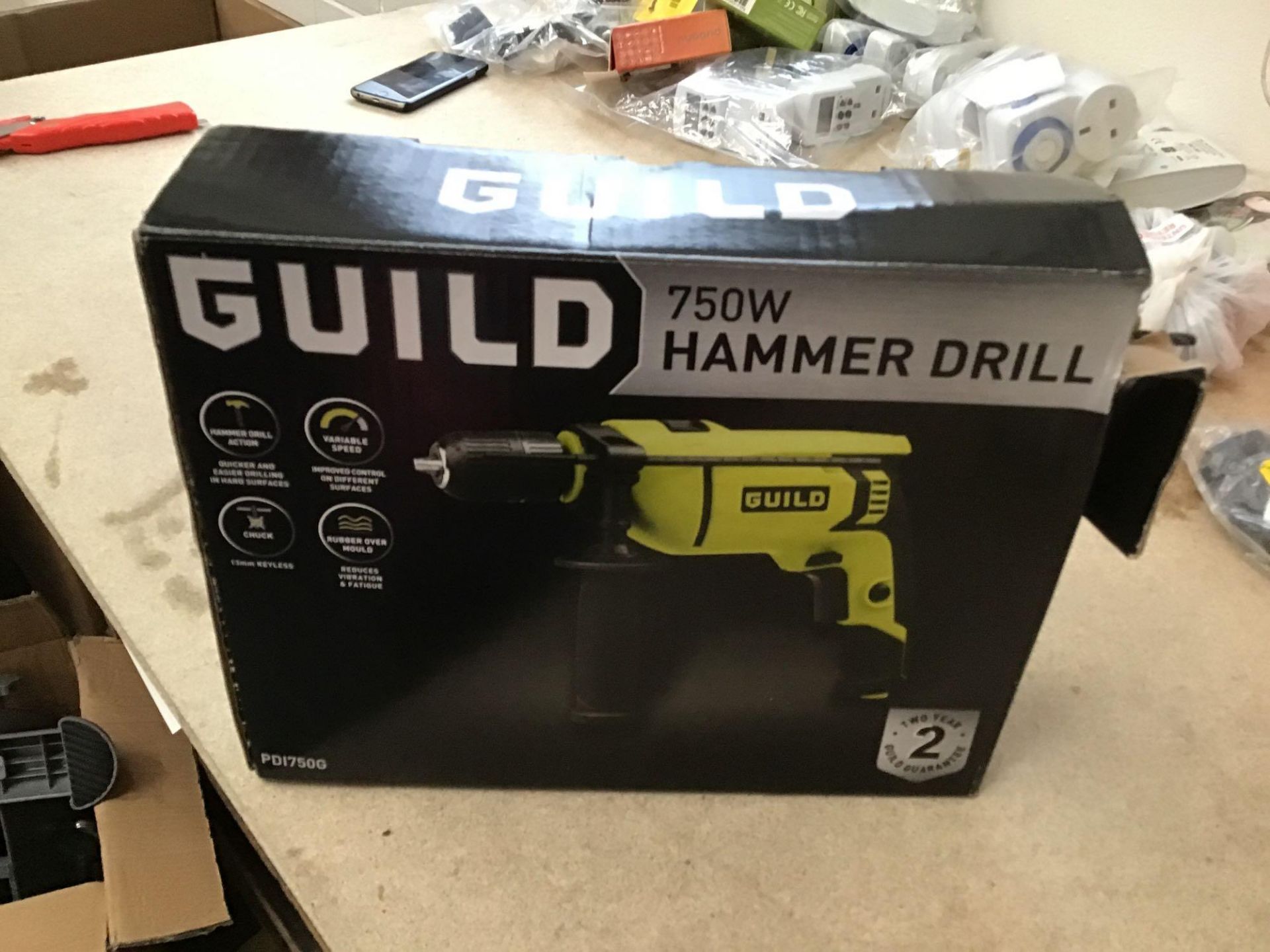 Guild 13mm Keyless High Power Corded Hammer Drill – 750W - £30.00 RRP - Image 2 of 6