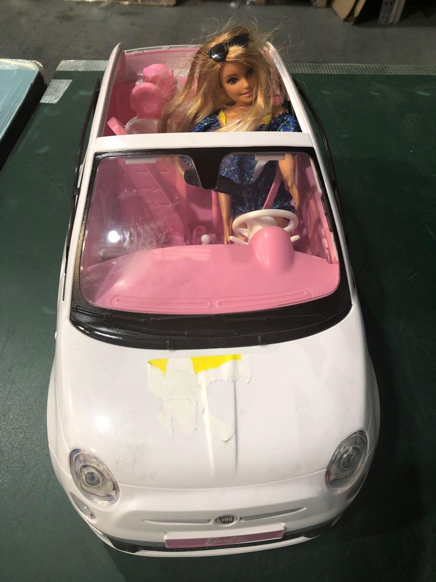Barbie Fiat Set Toy Sporty Doll White Car Blue Romper - Image 2 of 7