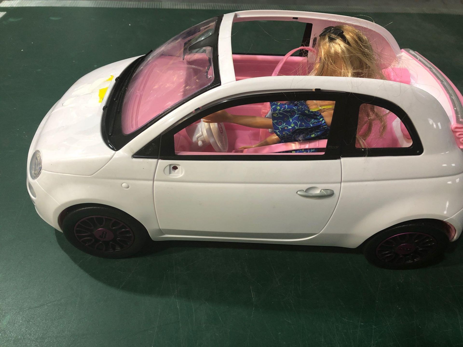 Barbie Fiat Set Toy Sporty Doll White Car Blue Romper - Image 3 of 7