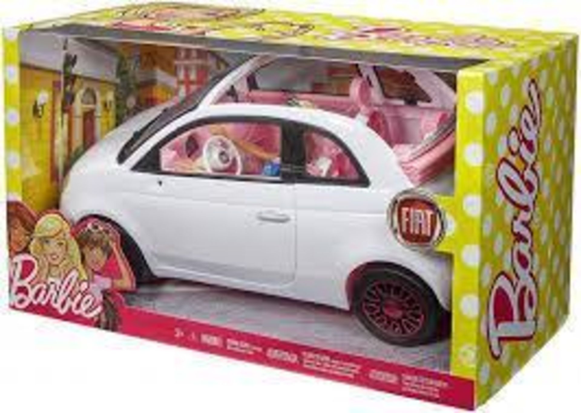Barbie Fiat Set Toy Sporty Doll White Car Blue Romper