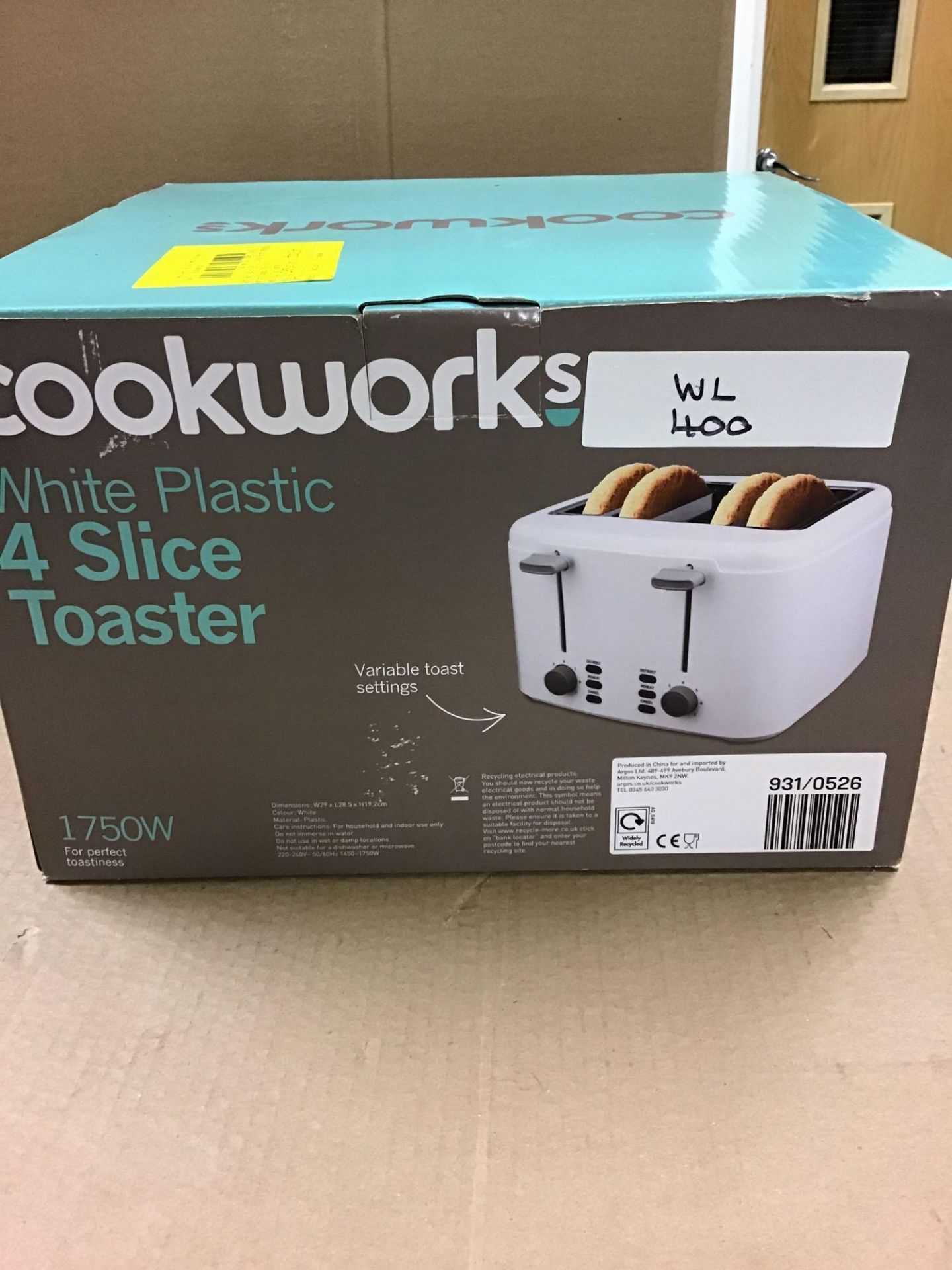 Cookworks 4 Slice Toaster - White 931/0526 £19.99 RRP - Image 4 of 5