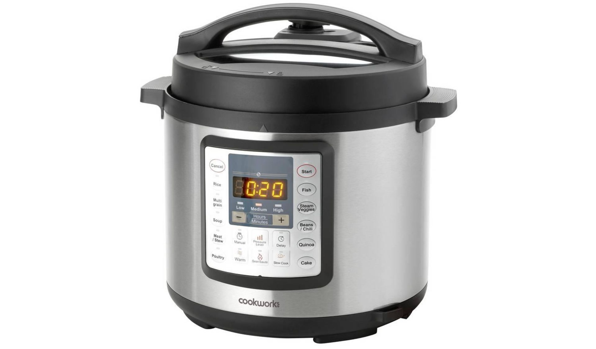 Cookworks 10-in-1 5.5L Digital Pressure Cooker - Silver, £54.99 RRP