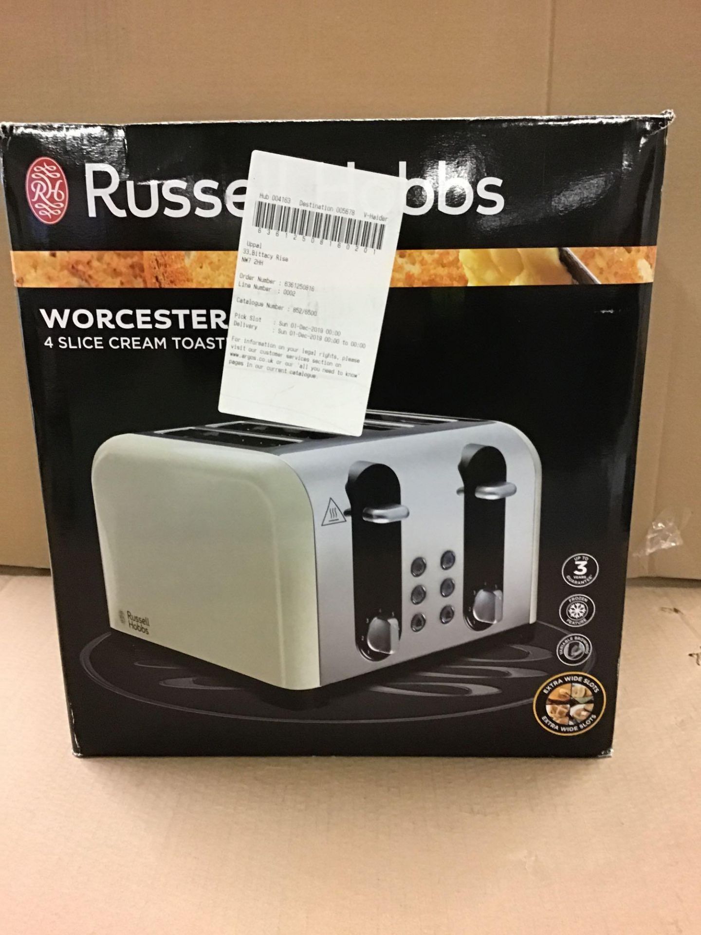 Russell Hobbs 22408 Worcester 4 Slice Toaster - Cream 852/6500 £29.99 RRP - Image 2 of 6