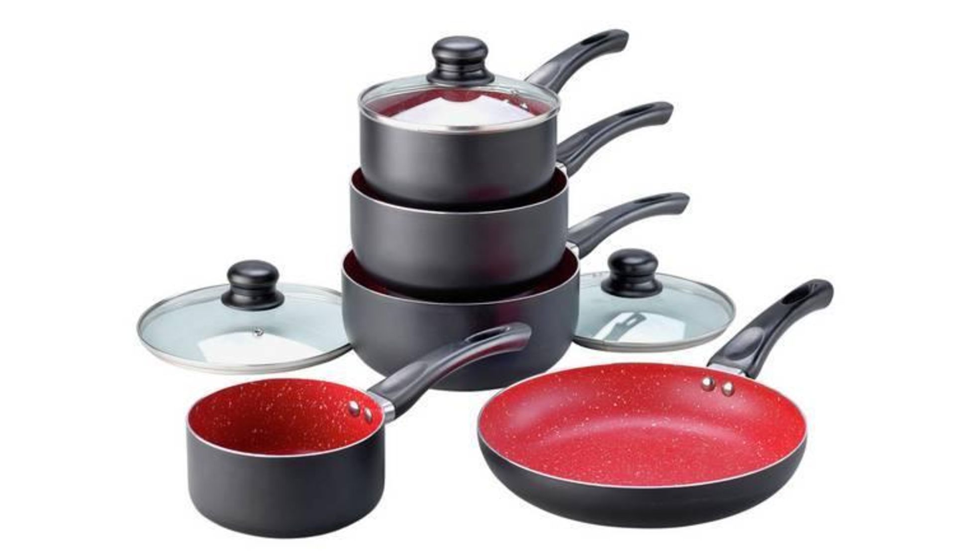 Russell Hobbs Red Stone Aluminium 5 Piece Pan Set 703/8343 £40.00 RRP