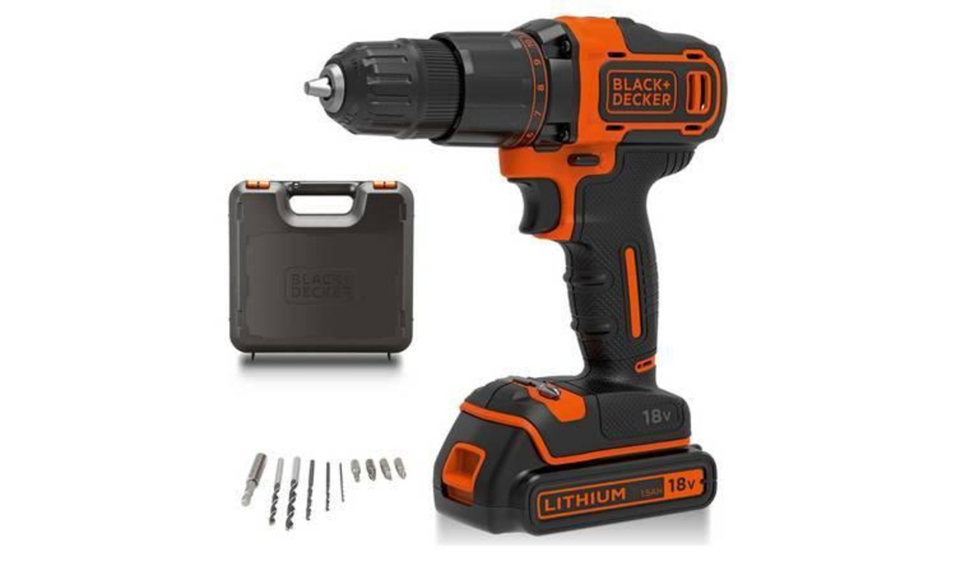 Black + Decker Cordless Hammer Drill with Battery - 18V (826/0385) - £50.00 RRP