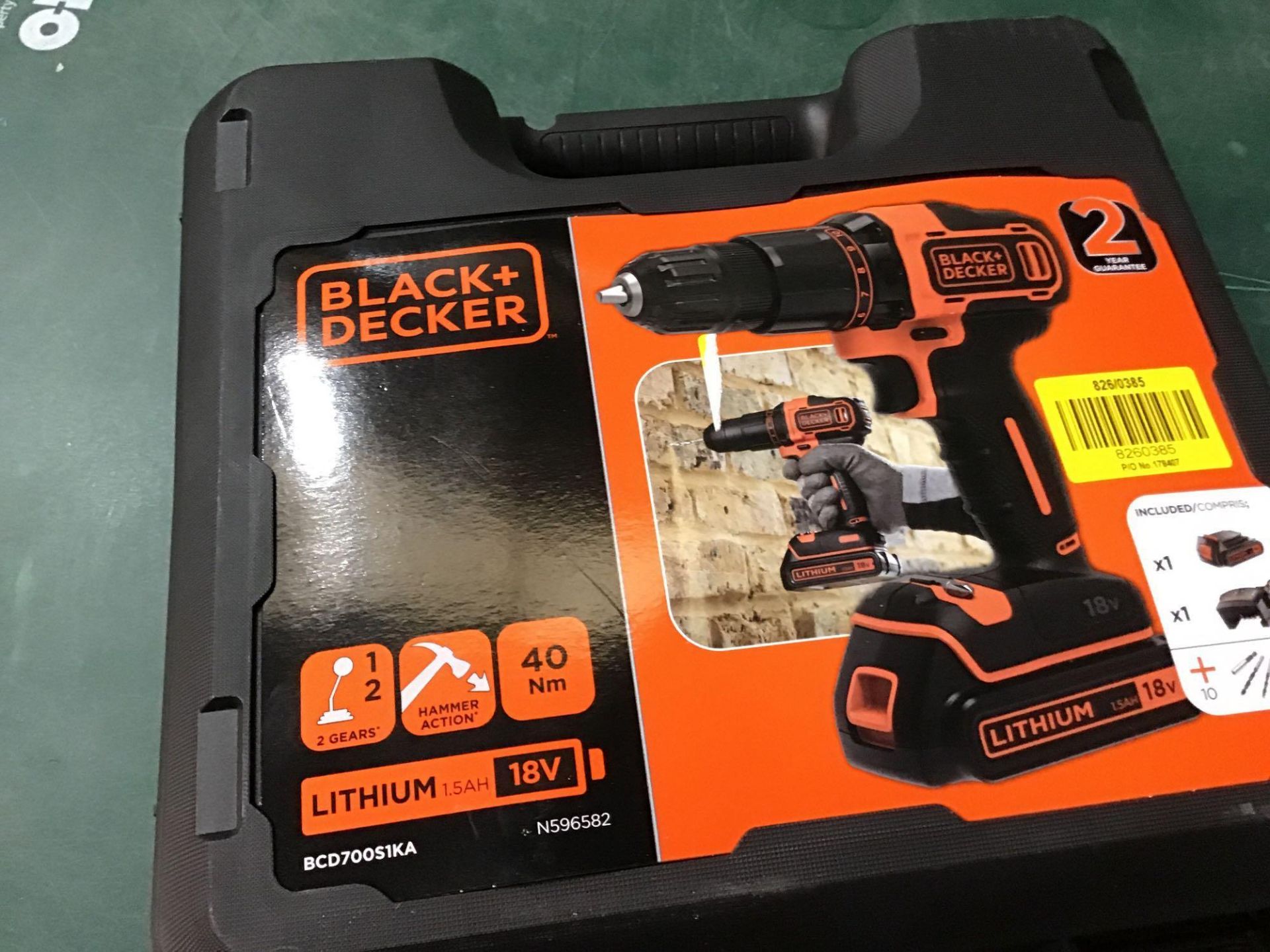 Black + Decker Cordless Hammer Drill with Battery - 18V (826/0385) - £50.00 RRP - Image 3 of 5