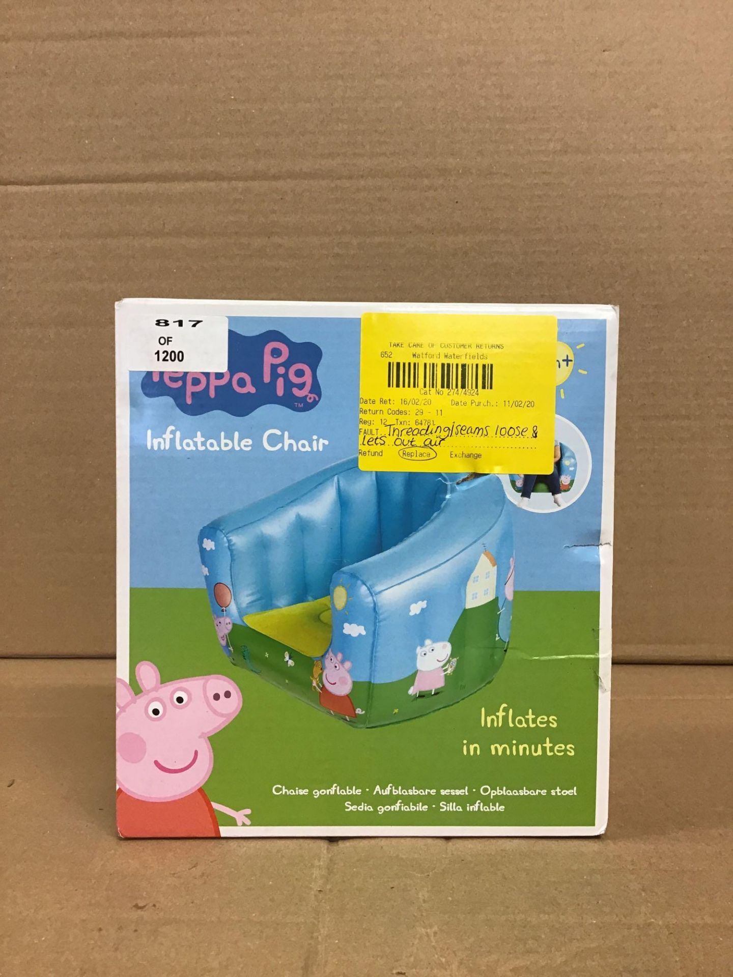 Peppa Pig Flocked Chair/Inflatable Toys (274/4924) - £11.00 RRP - Image 2 of 5