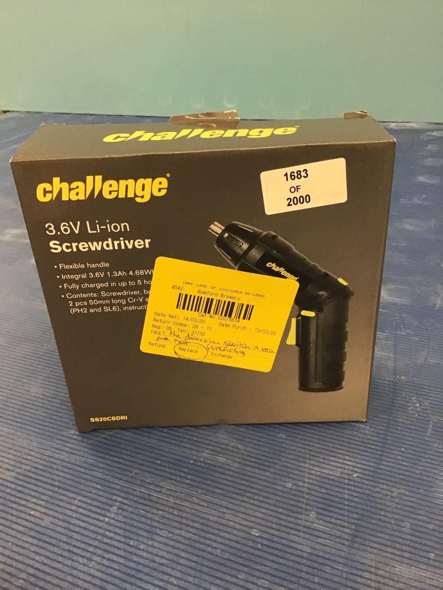 Challenge Cordless Screwdriver - 3.6V (220/5614) - £10.00 RRP - Image 2 of 6