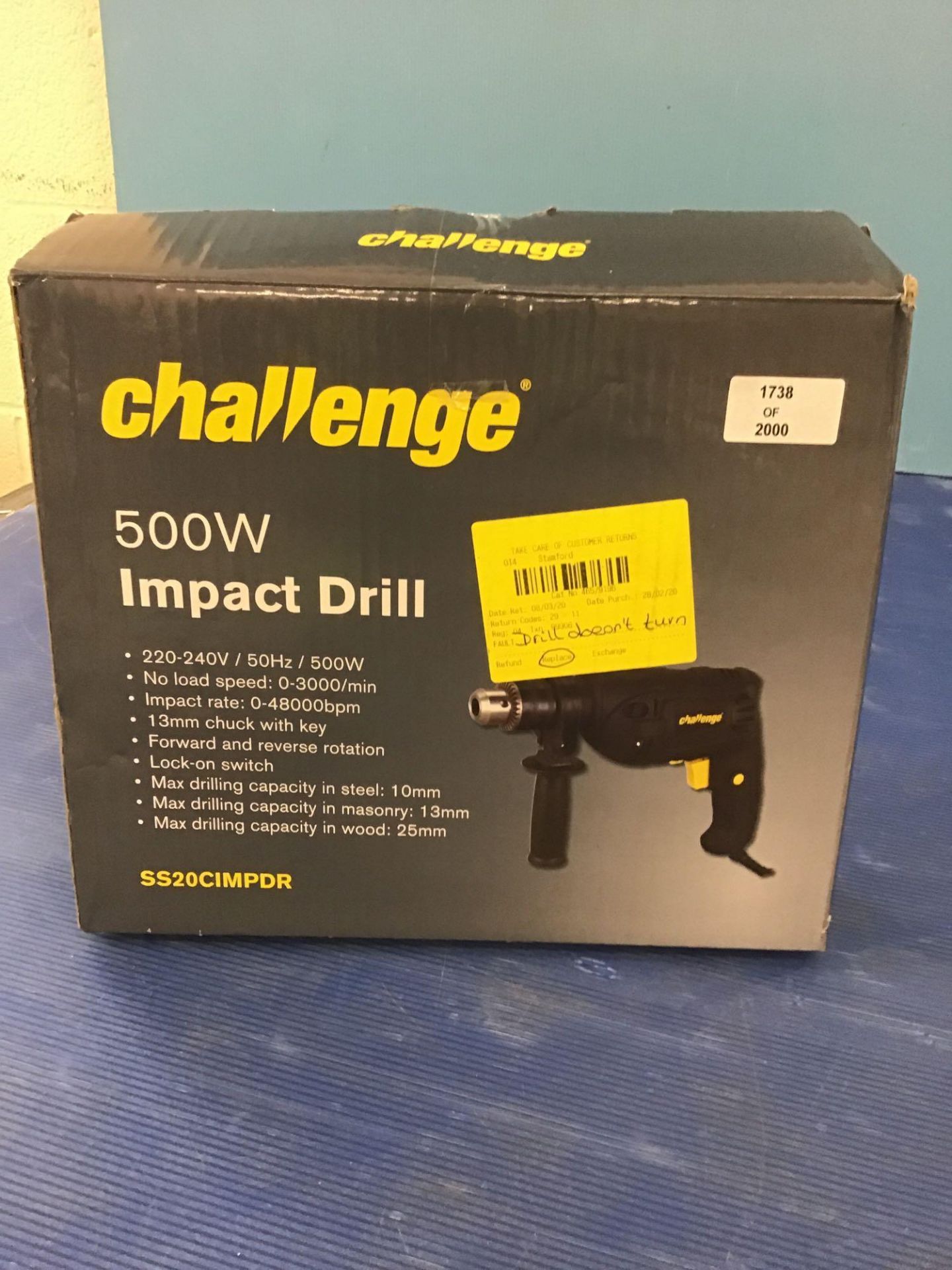 Challenge Corded Impact Drill - 500W, £15.00 RRP - Image 5 of 6
