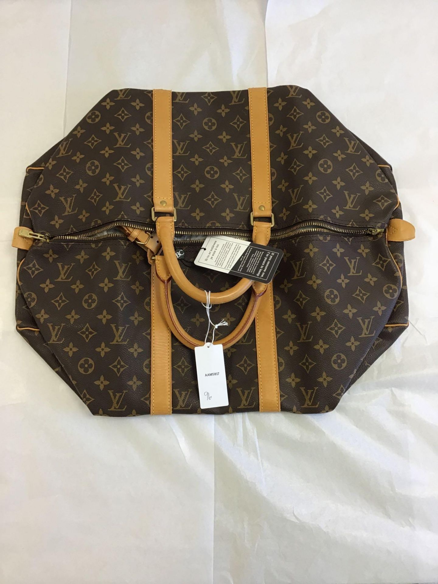 Item name: Louis Vuitton Brown Keepall Shoulder Bag, Size 50, Material Coated Canvas, Straps: Vac