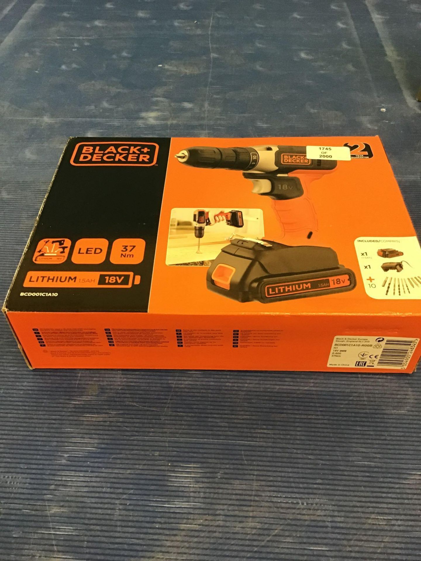 Black + Decker 18V Lithium-ion Drill Driver with Accessories, £50.00 RRP - Image 2 of 6