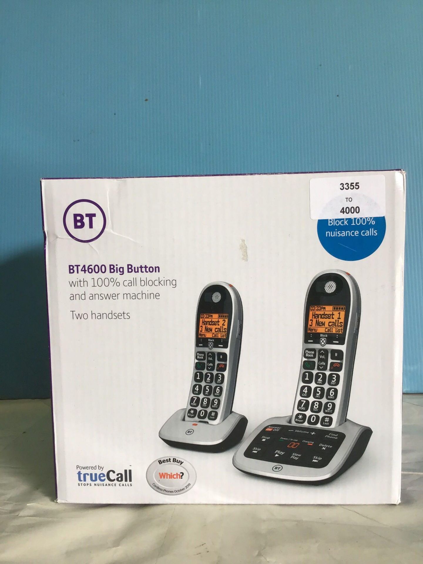 BT 4600 Big Button Advanced Call Blocker Cordless Home Phone with Answer Machine (Twin Handset Pack) - Image 2 of 5